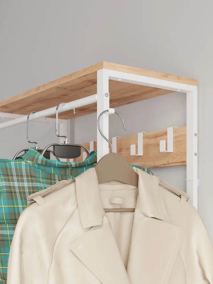 Вешалка напольная 67х30х187 см ЗМИ Торонто 23Л, дерево/белый