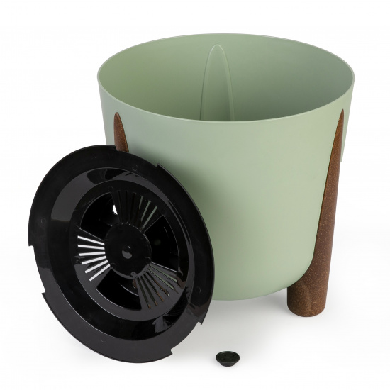 Кашпо пластм. "Жардин"  9л d верха 260мм h255мм с съем дрен.решеткой Оливковый М9143 *1/4