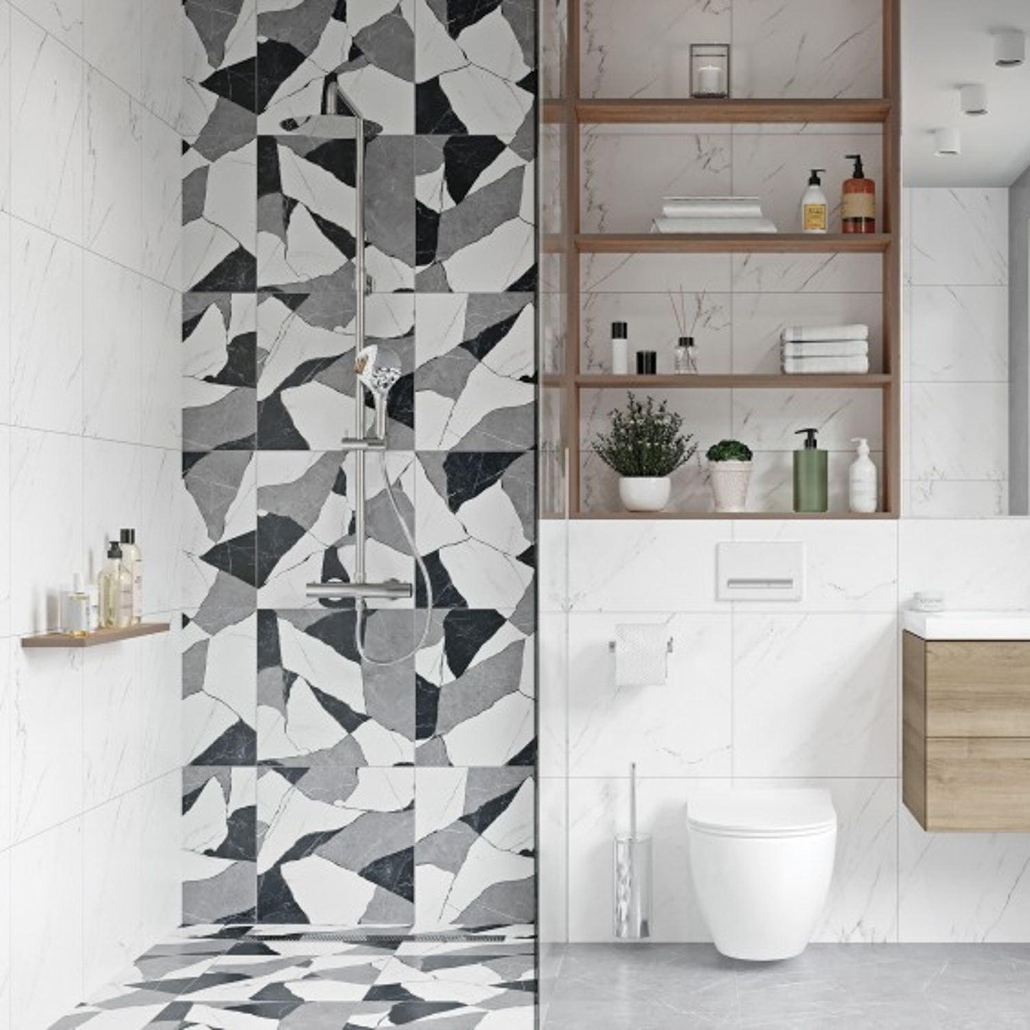 Керамогранит 1.58 м² Cersanit Oriental А16006, 420х420х8.5 мм, черно-белый