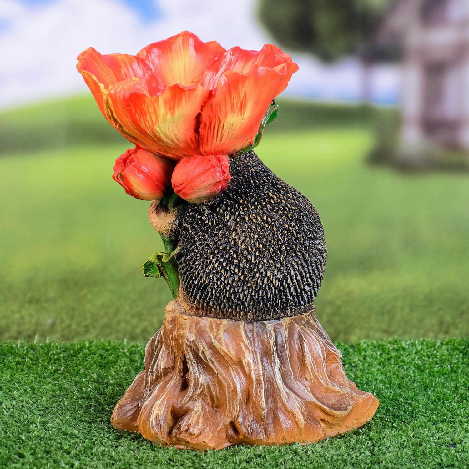 Садовая фигура - поилка "Ежик на пне" 26см 7697272