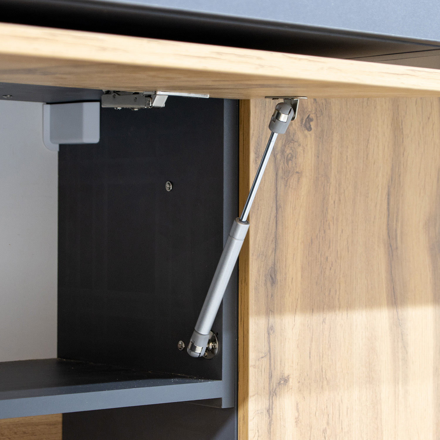 Шкаф навесной 600х338х290 мм BROZEX-WOOD Next, для вытяжки, с дверцей, графит / дуб вотан