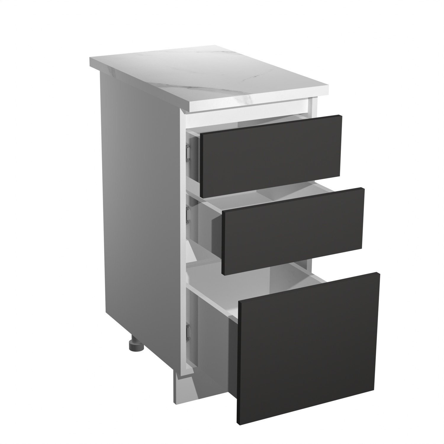 Шкаф напольный 400х850х600 мм BROZEX-WOOD Серый лед, с тремя ящиками, серый / графит