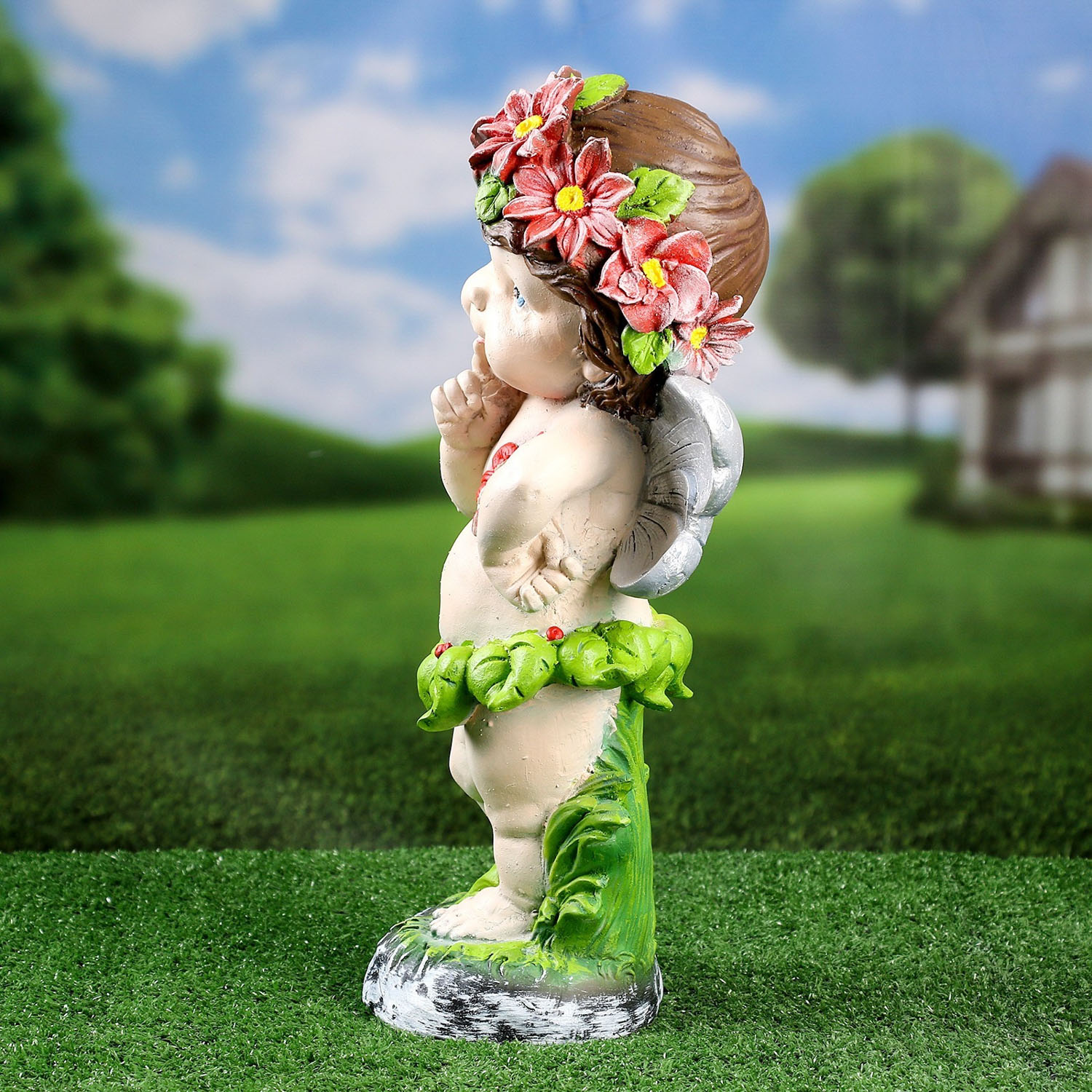 Садовая фигура "Ангел в цветах" 43х22см 9487932