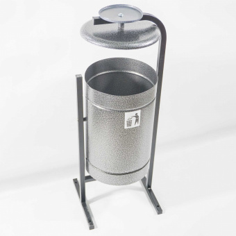 Урна для мусора металл. уличная опрокидыв. 21л круглая,серебро антик,крышкой-пепельницей "Космос" *1