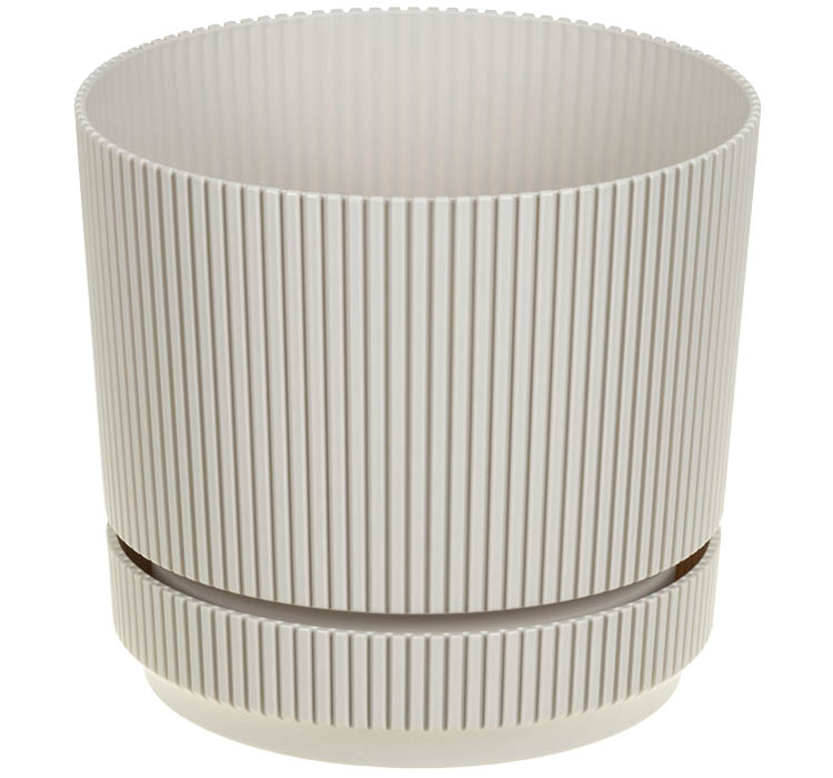 Кашпо пластм. "Стрип" 3,9л d верха 200мм h179мм с поддоном Кремовый М3248 ("М-Пластика") *1/16