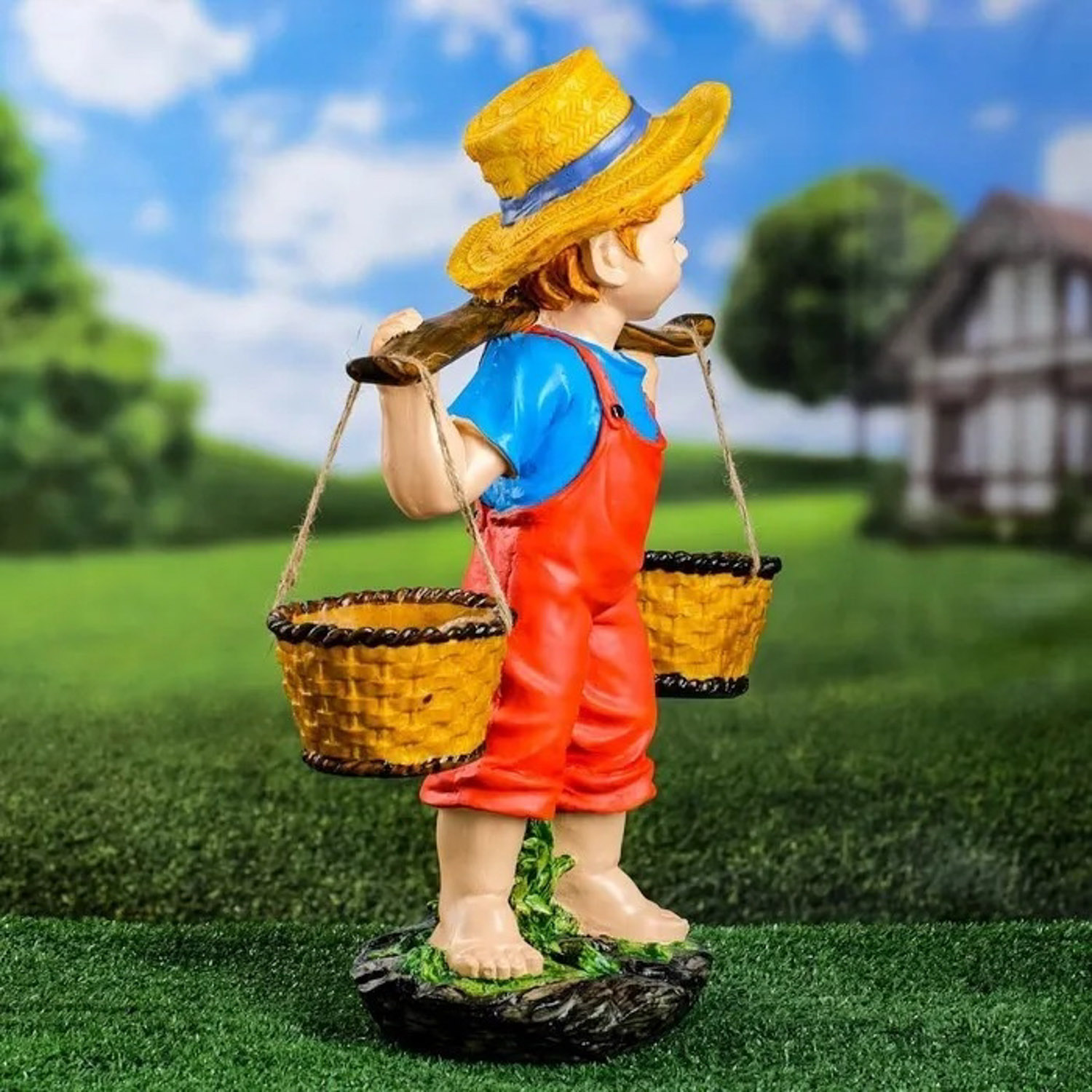 Садовая фигура "Мальчик с коромыслом" 48х40х19см 7640154