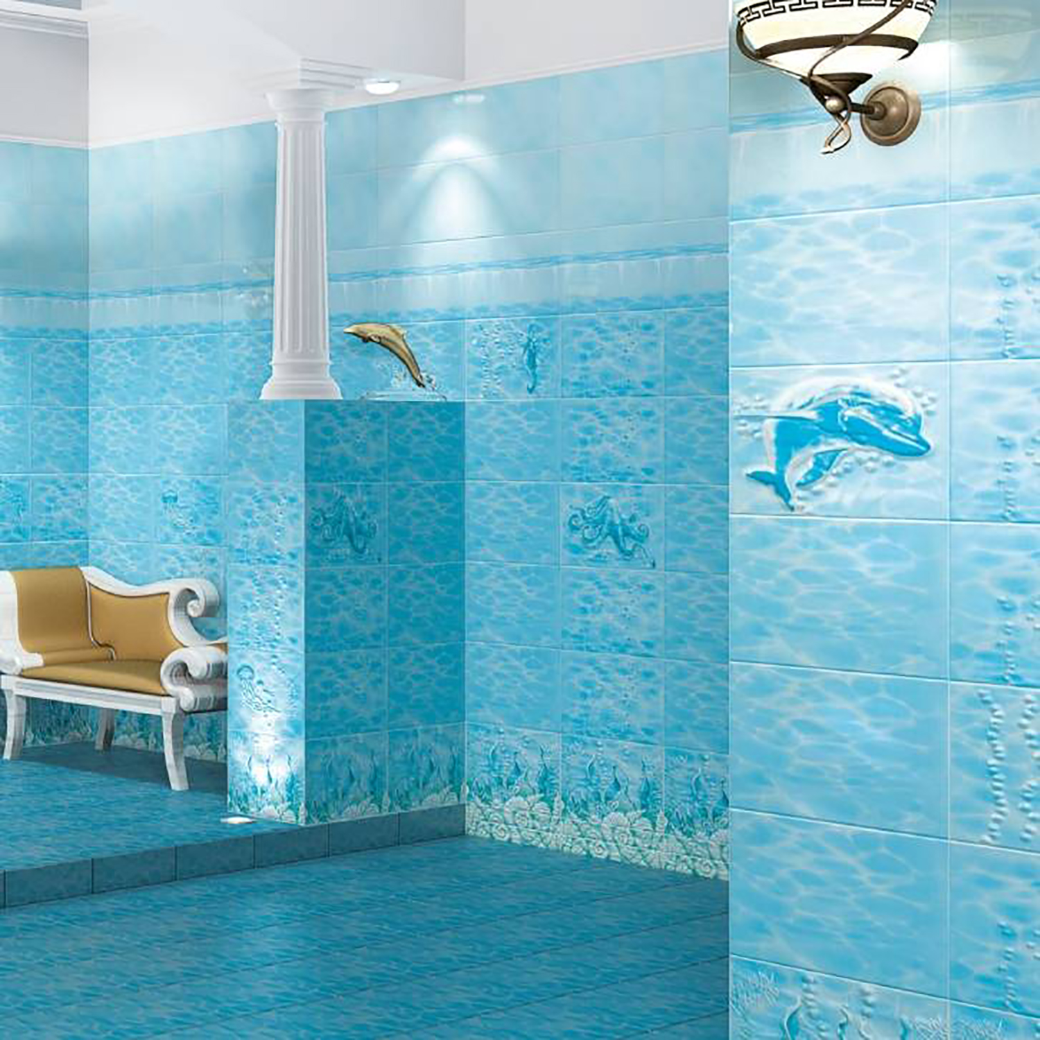 яяяДекор Лазурь (Б) Горизонт бирюзовый 250*350 (1*10) Березакерамика