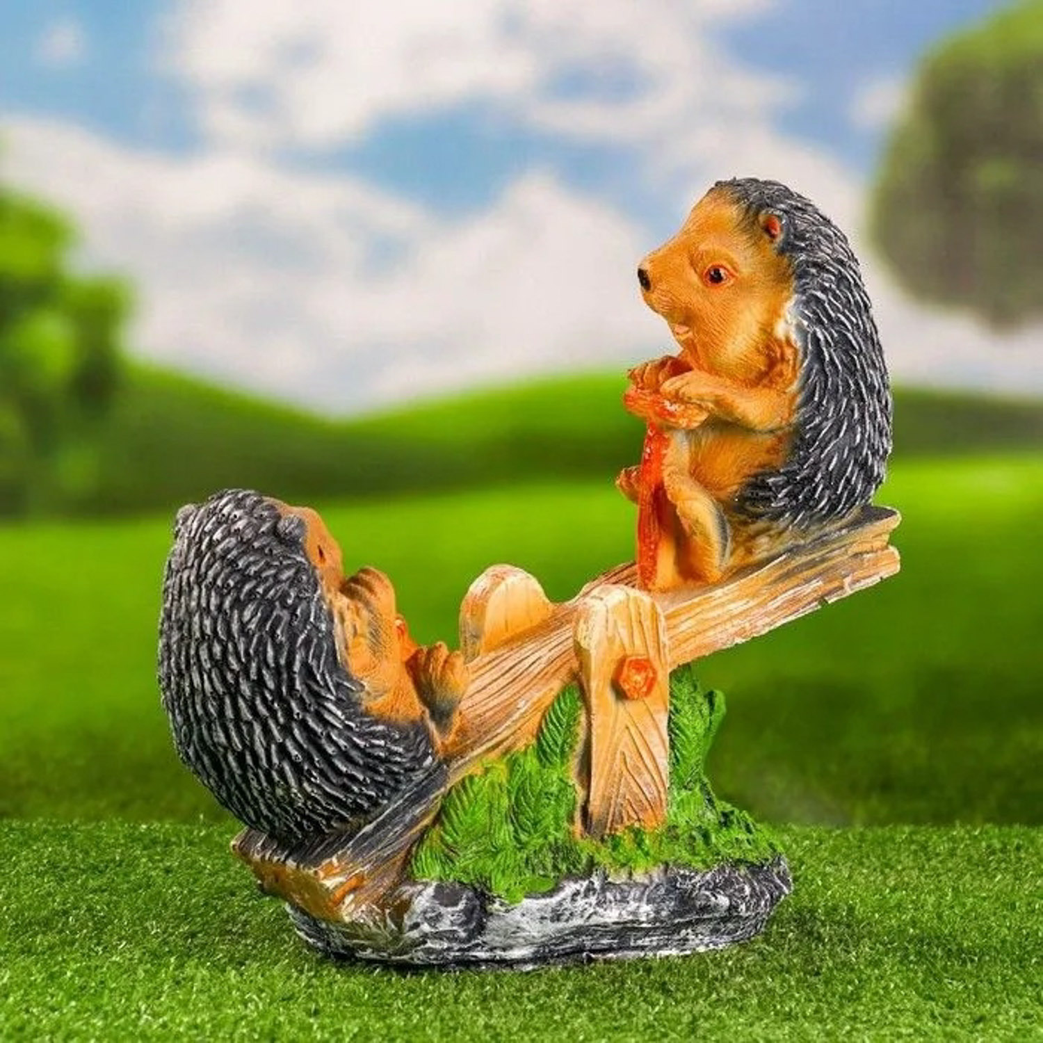 Садовая фигура "Ёжик на качелях" 35х15х28см 9487945