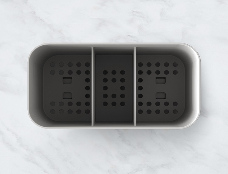 Сушилка для столов.приборов настольная пластм. 3-и секции 157х87х111мм "Смарт" Сер. С425ПСЕР*1/12