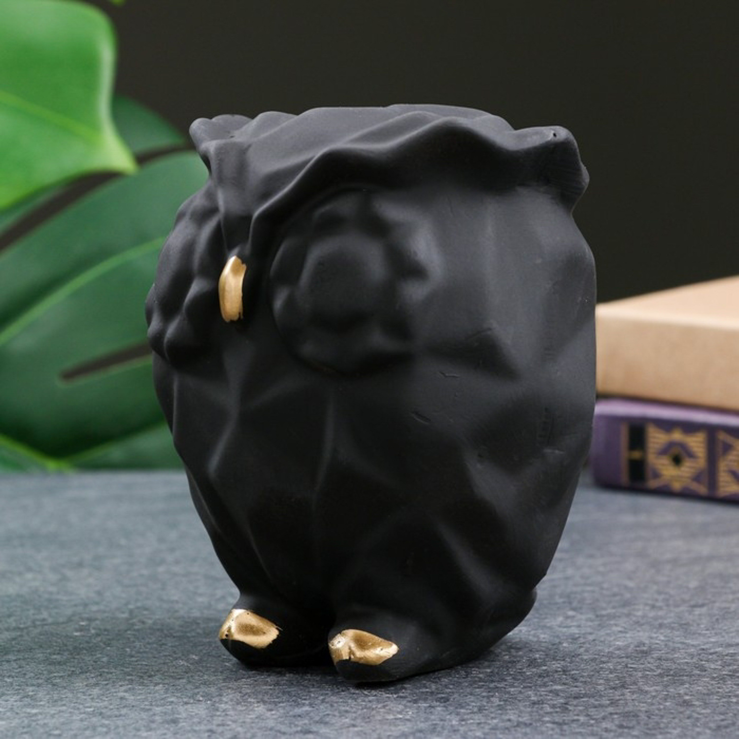 Фигура "Сова оригами" черная, 14см 7007880