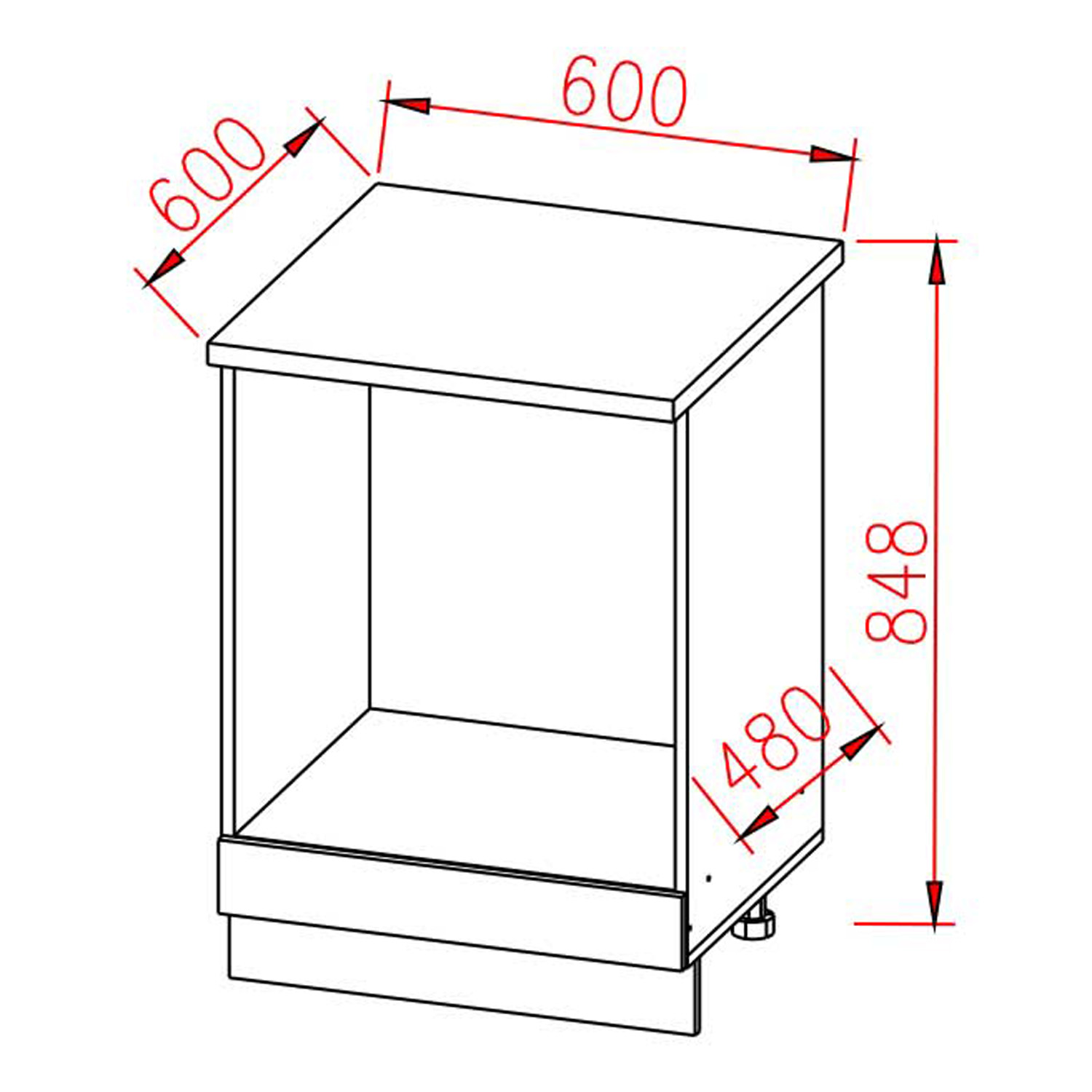 Шкаф напольный 600х850х600 мм BROZEX-WOOD Liberty, для духового шкафа, белый
