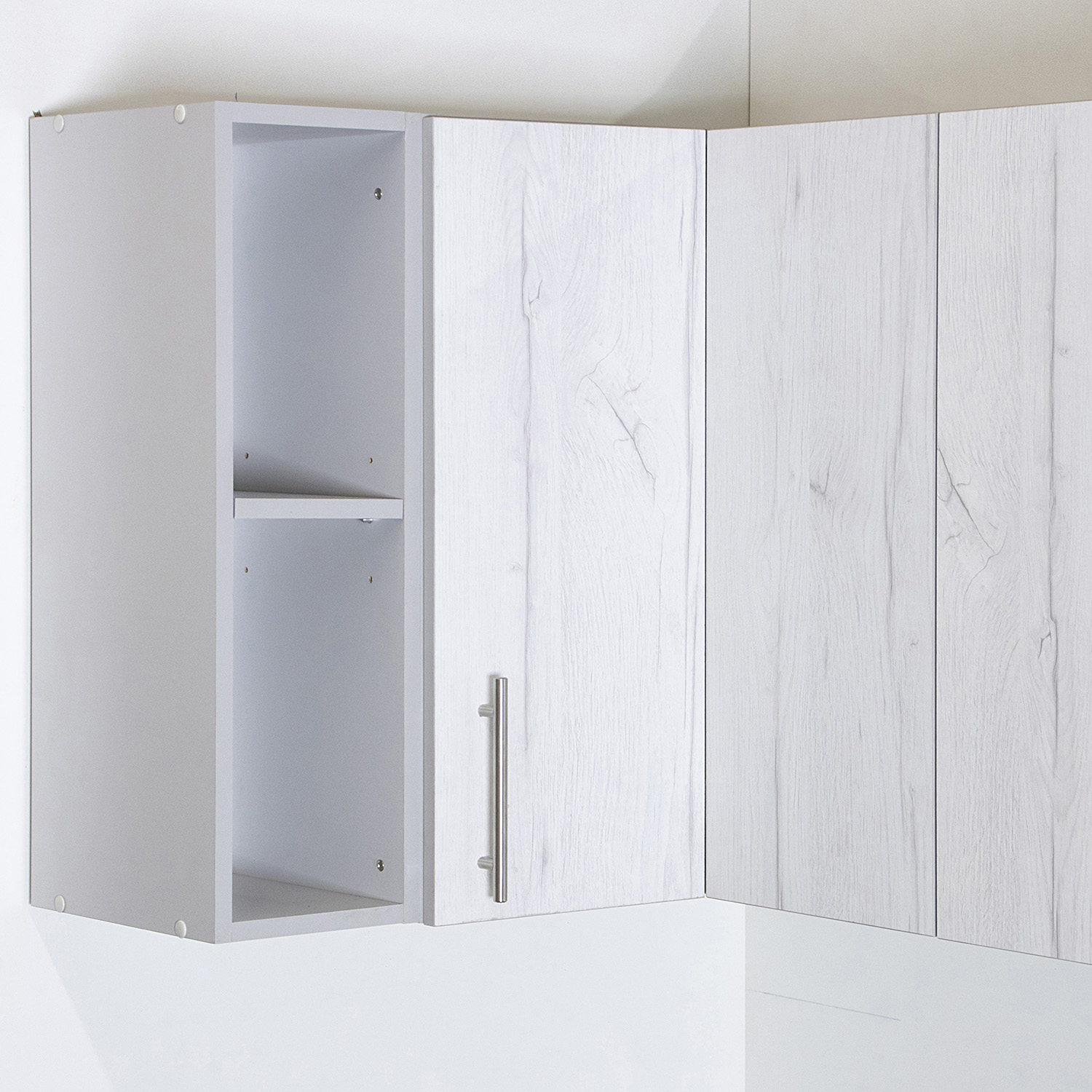 Шкаф навесной угловой 600х600 мм BROZEX-WOOD Camellia, с двумя дверцами, серый / юта