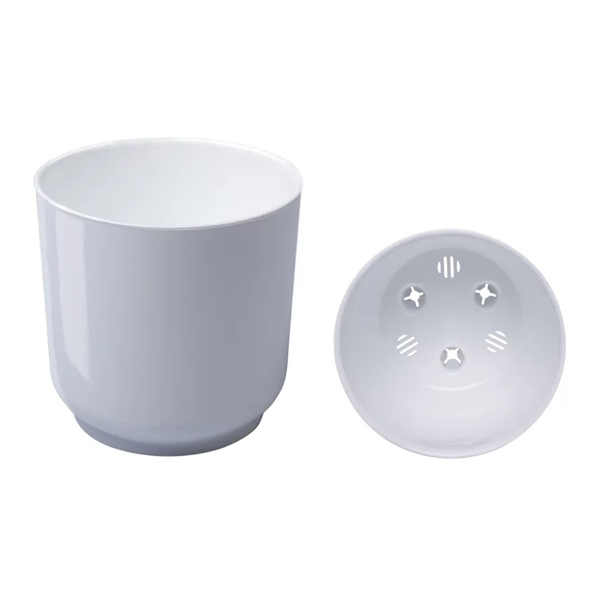 Кашпо пластм. "Дельта" 4,4л d верха 190мм h185мм со вставкой Белый Д19-10 *1/8