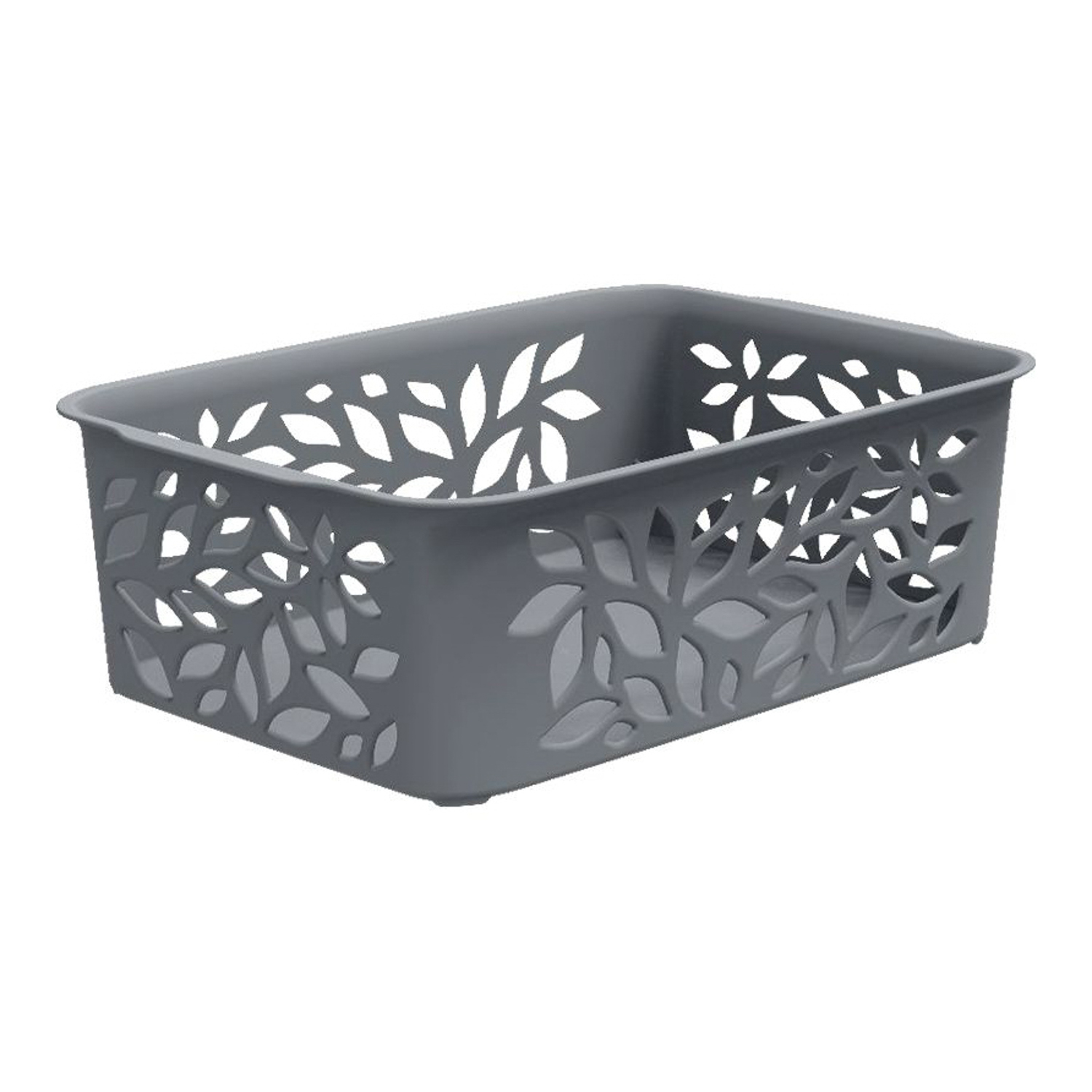 Корзина для хранения пластм. "Leaves" 184х127х62мм 1,2л Серый арт.44601 ("Полимербыт") *1/14