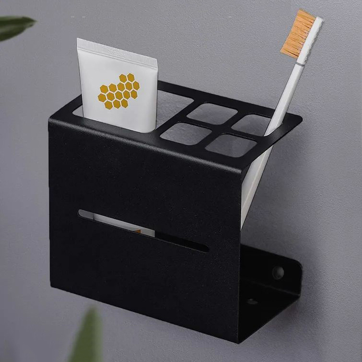 Держатель для зубных щеток 13*7,5*11см ЧЕРНЫЙ *1/6
