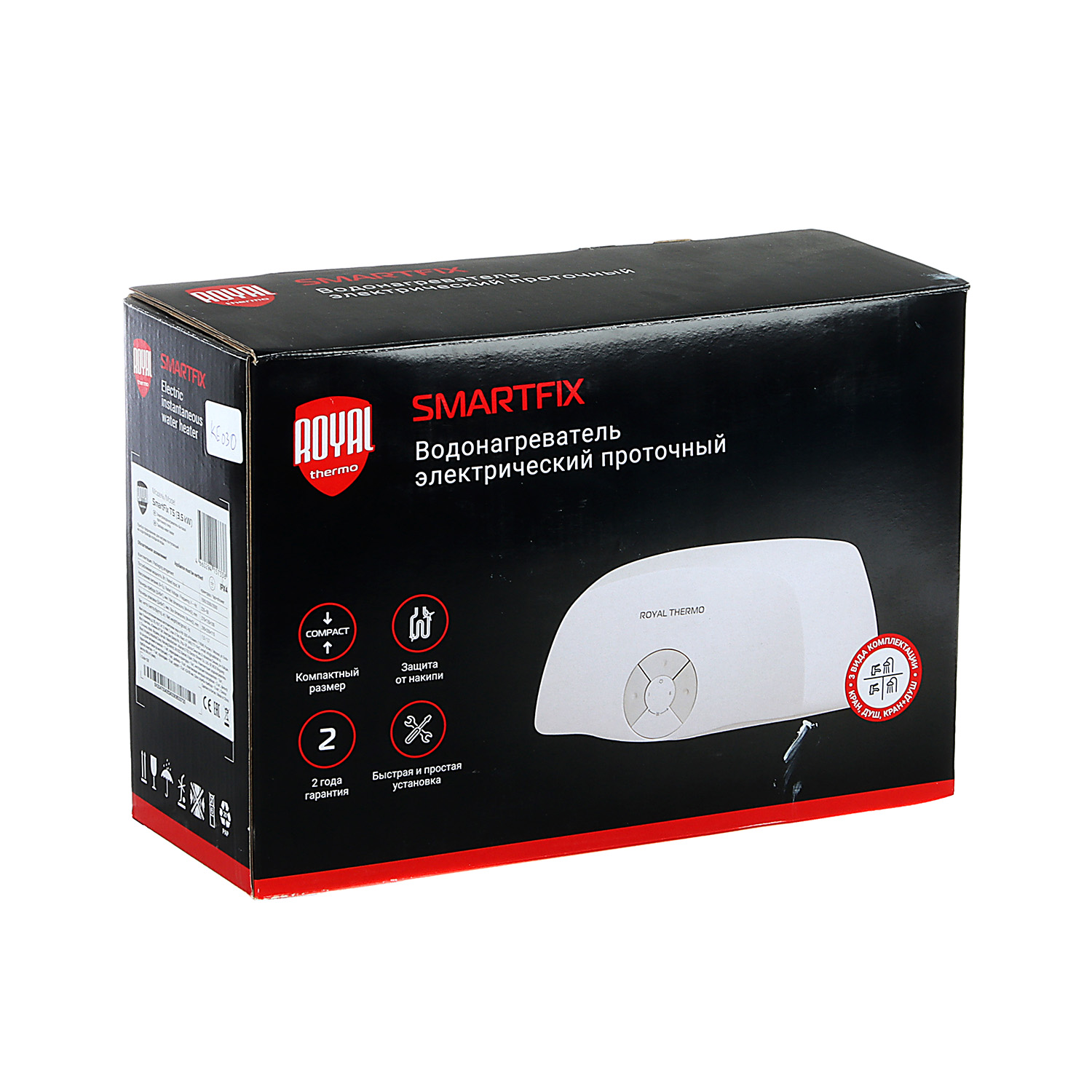 Водонагреватель проточный Royal Thermo Smartfix 2.0, 3.5 кВт, вертикальный