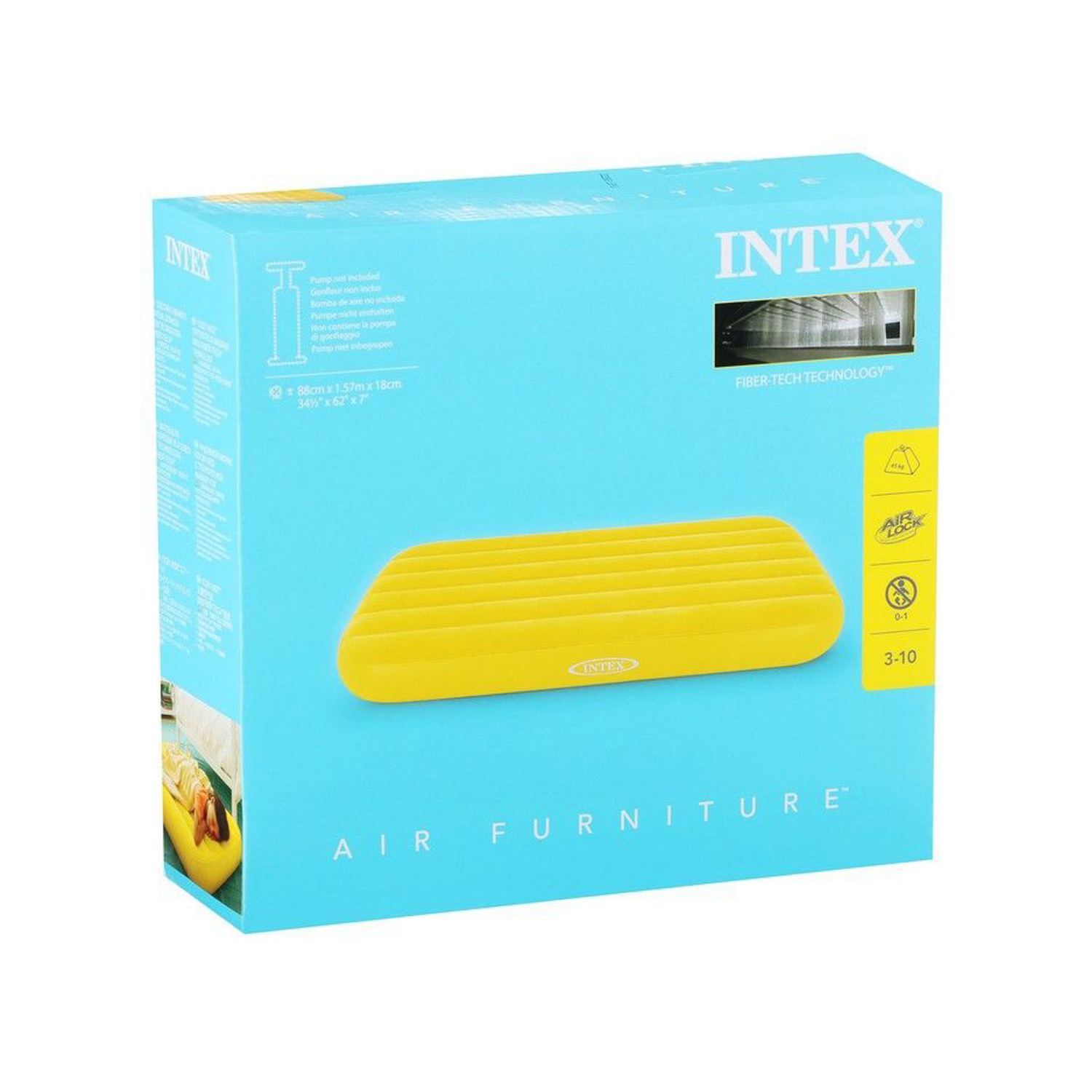 Матрас надувной INTEX Downy, 88x157x18 см, до 65 кг