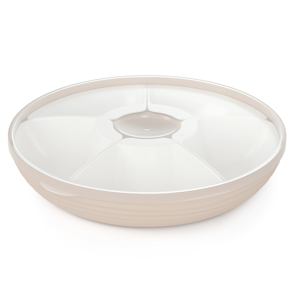 Блюдо пластм. "менажница" "Оазис" d285мм с крышкой М9023  ("Аьлтернатива") *1/9