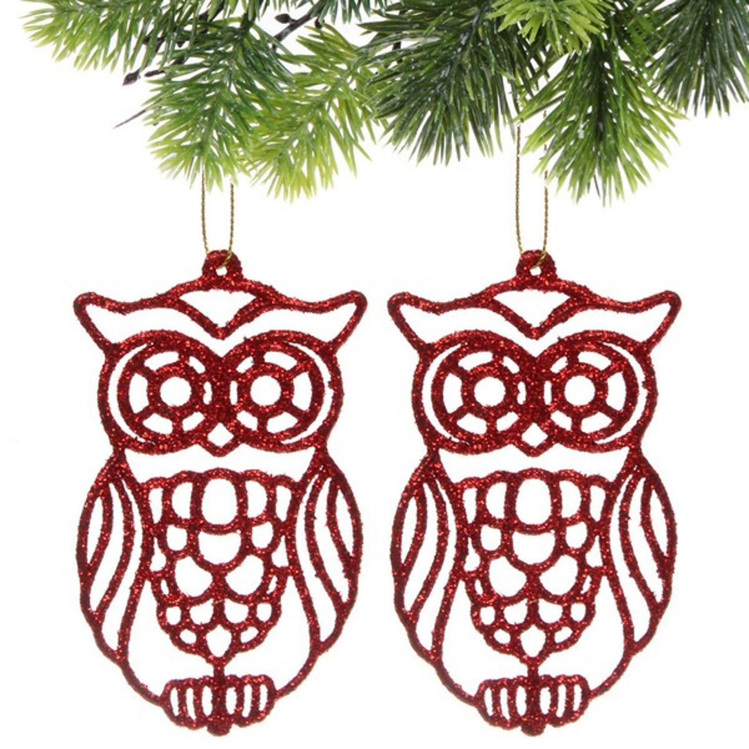 Подвеска "Мудрая сова" 10 см (набор 2 шт), красный