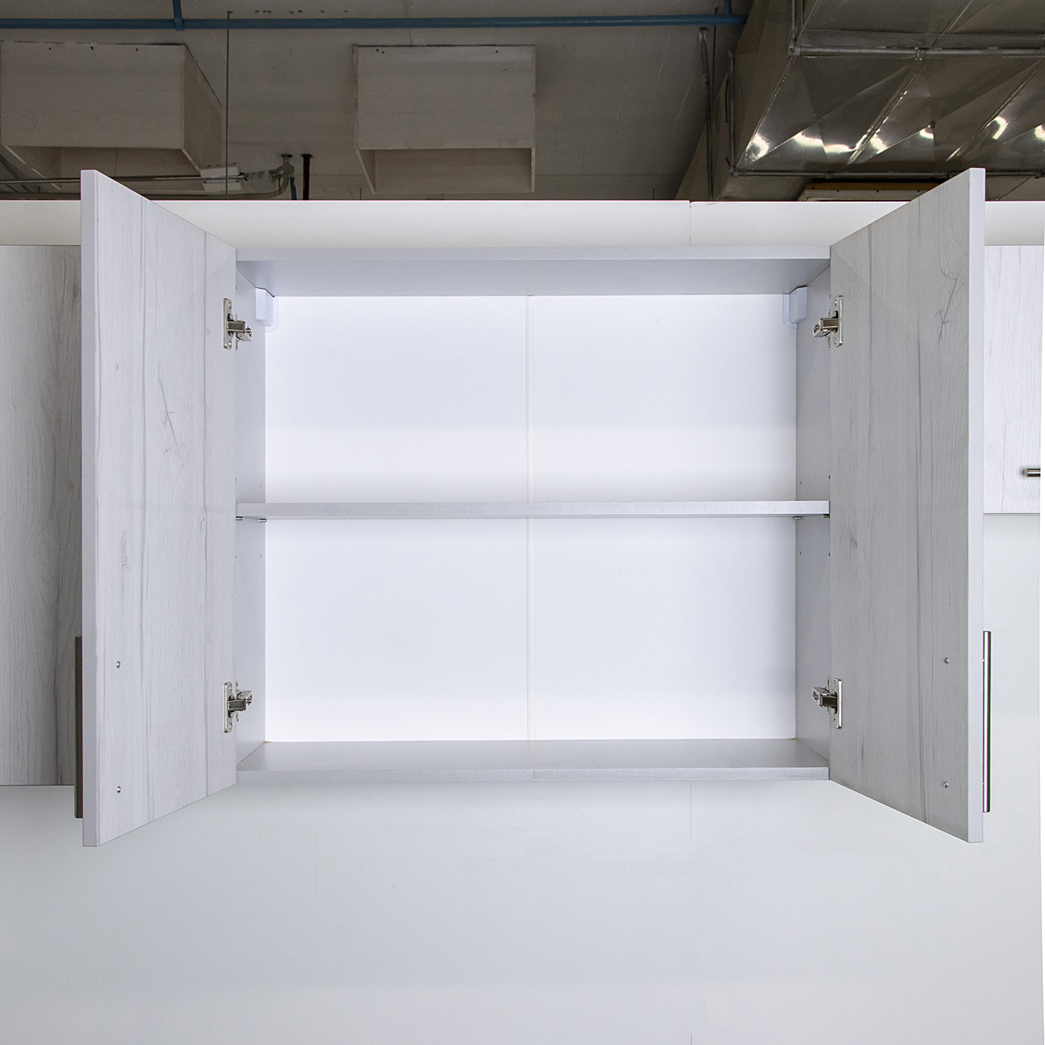 Шкаф навесной 600х676х290 мм BROZEX-WOOD Camellia, с двумя дверцами, серый / юта