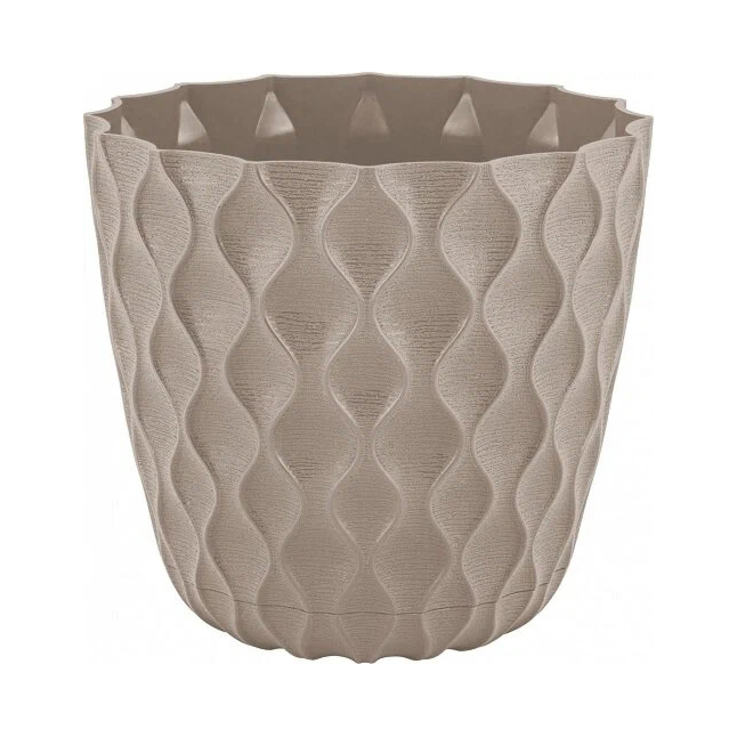 Кашпо пластм. "Wave"  2,5л d верха 175мм h160мм с поддоном Французский платан IG650210105 *1/12