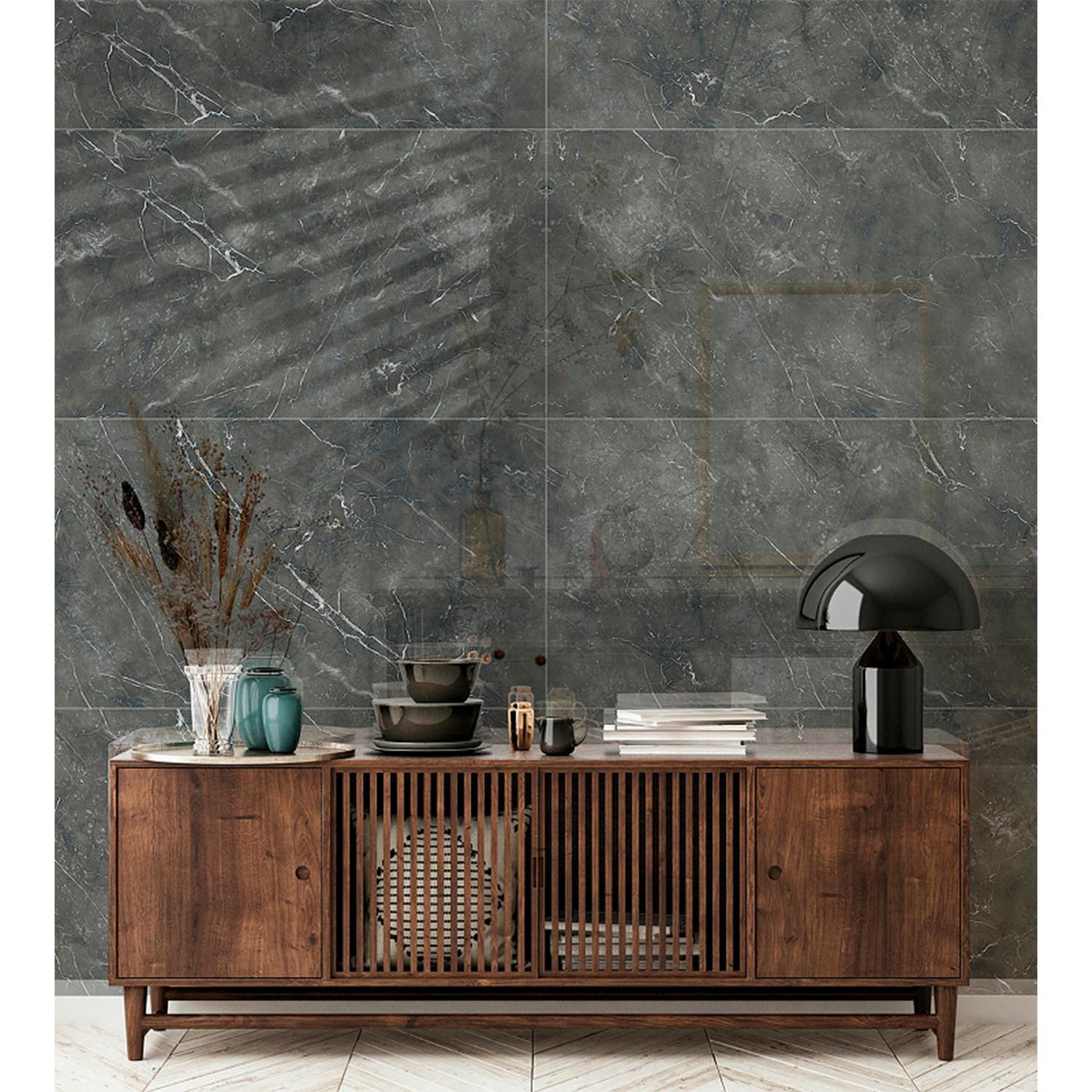 Керамогранит 1.44 м² Global Tile Lucciano GT120606309PR/32, 1200х600х8.5 мм, полированный, темно-серый