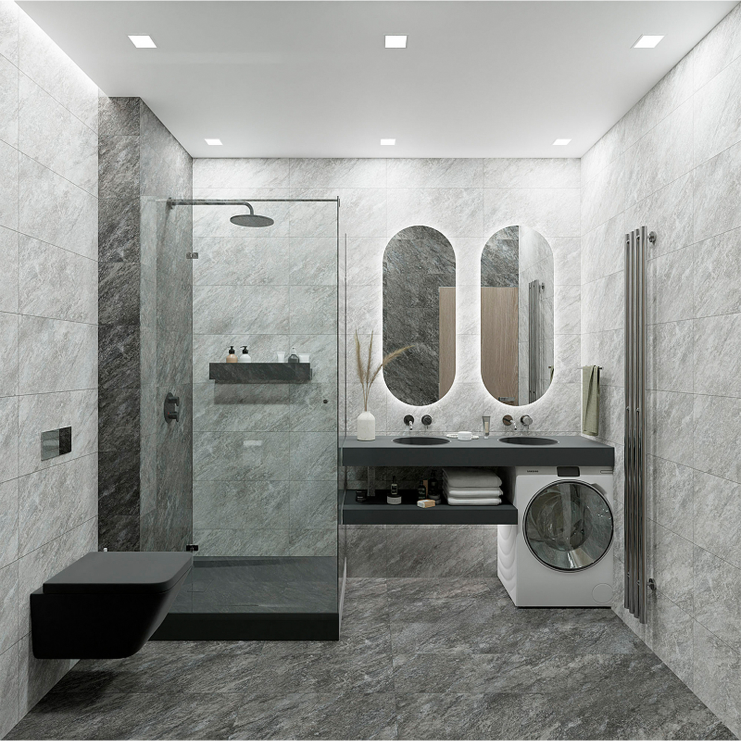 Керамогранит 1.44 м² Global Tile Thor 6260-0221, 600x300x9 мм, темно-серый
