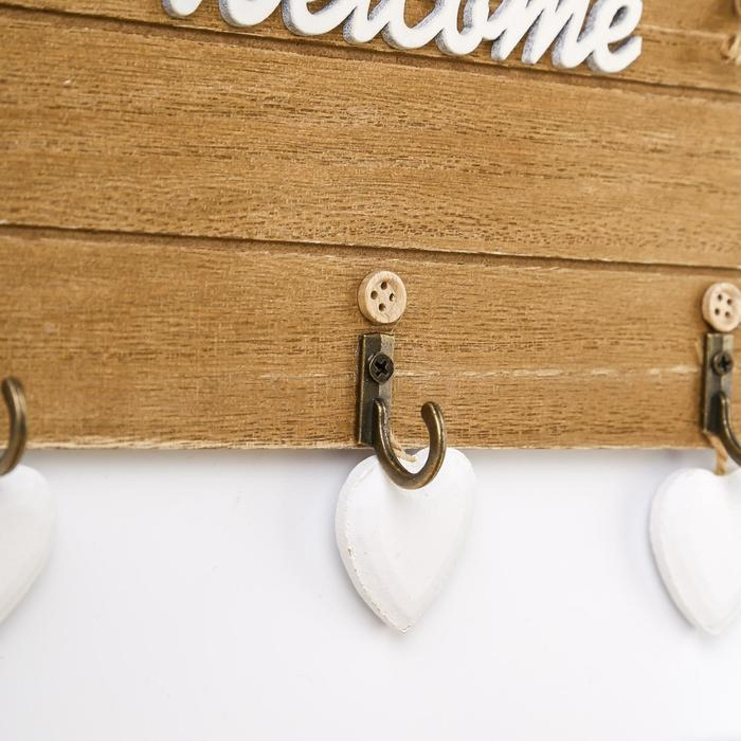 Крючки декоративные дерево "Три сердца. Welcome"МИКС 20х10х2,5 см  3912991