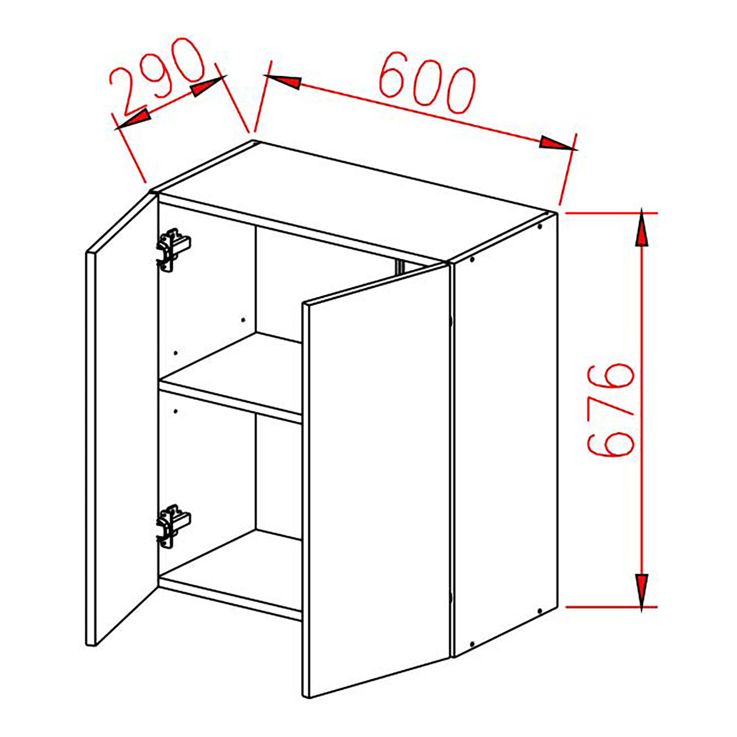 Шкаф навесной 600х676х290 мм BROZEX-WOOD NordWind, с двумя дверцами
