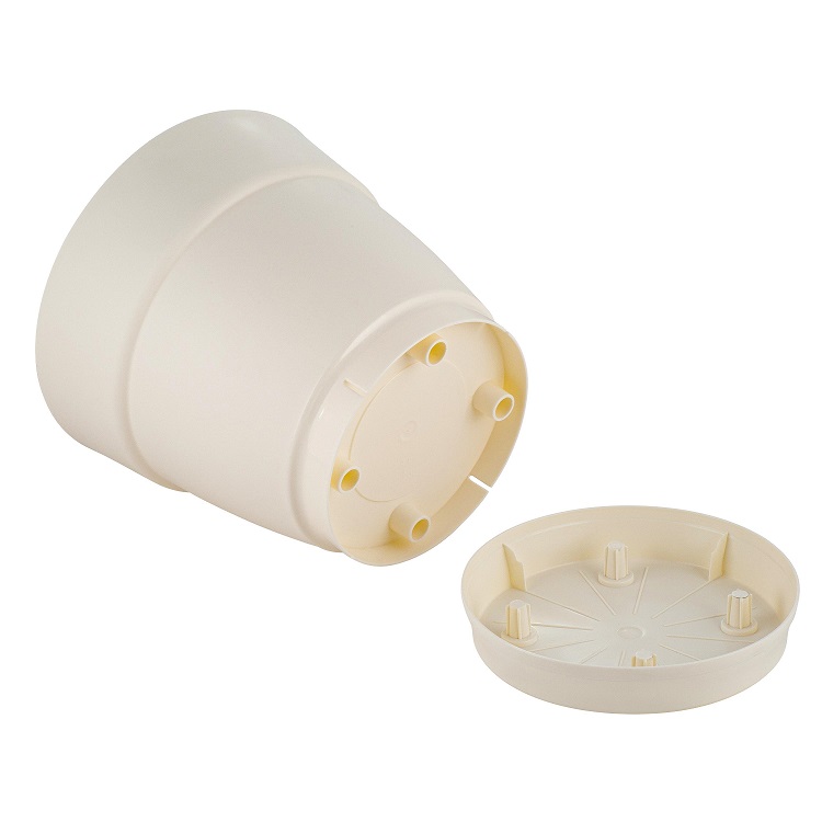 Кашпо пластм. "Villa de Fiori"  4л d верха 200мм h188мм с поддоном Белос. жасмин IG660210048 *1/8