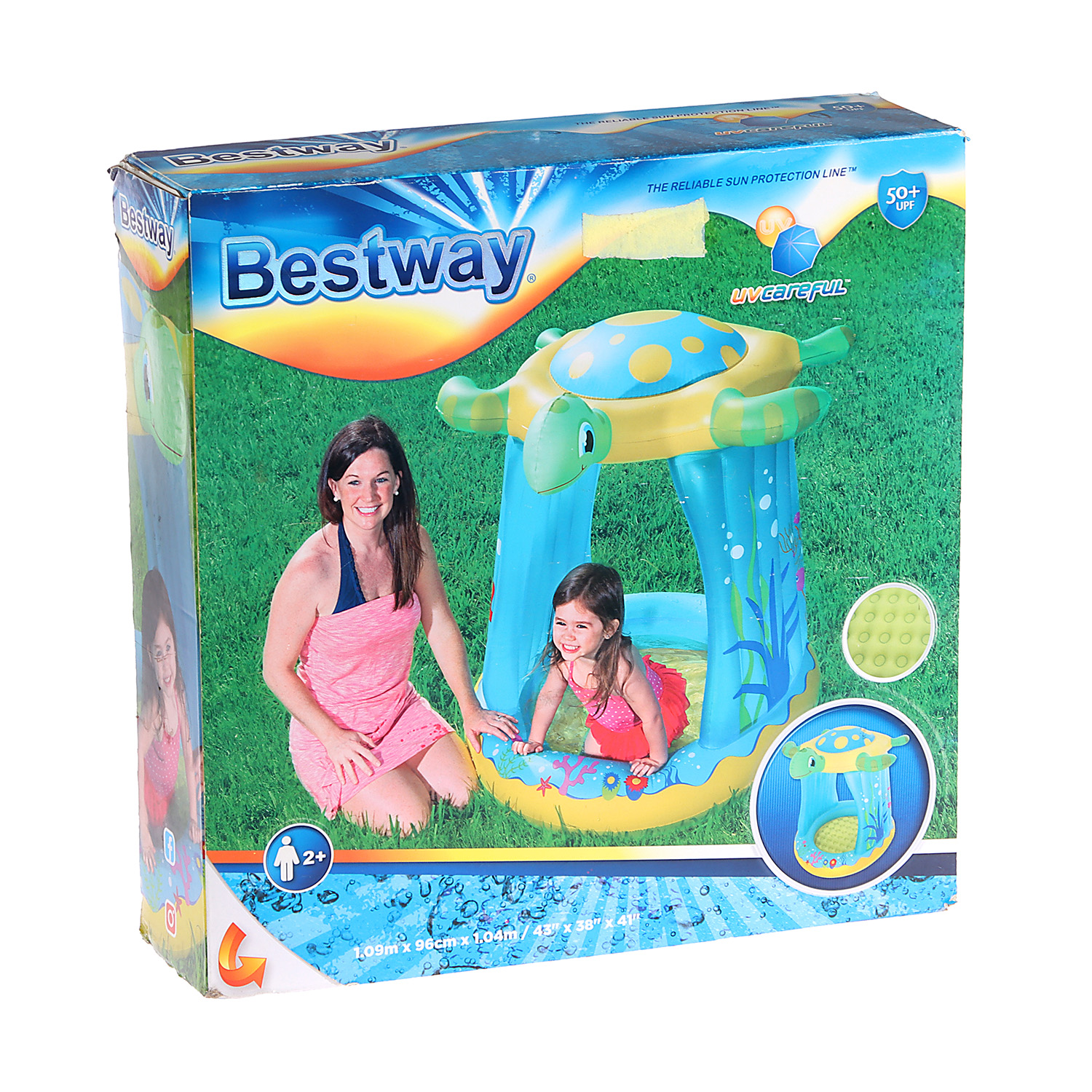 Бассейн надувной Черепашка, с навесом от солнца 109х96х104см, 26 л, от 2 лет  (52219)   1693600