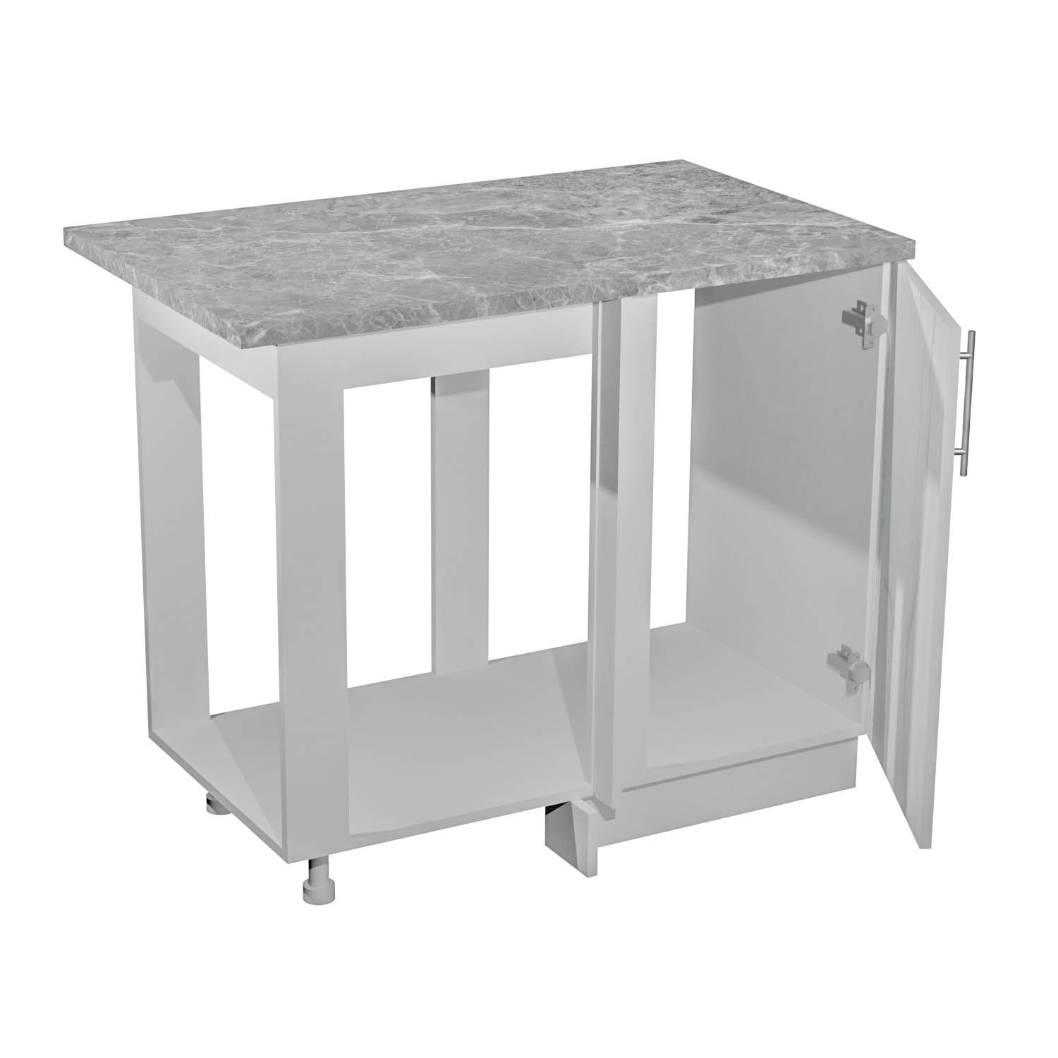 Шкаф напольный угловой 1000х850х600 мм BROZEX-WOOD Camellia, левый, с дверцей, серый / юта