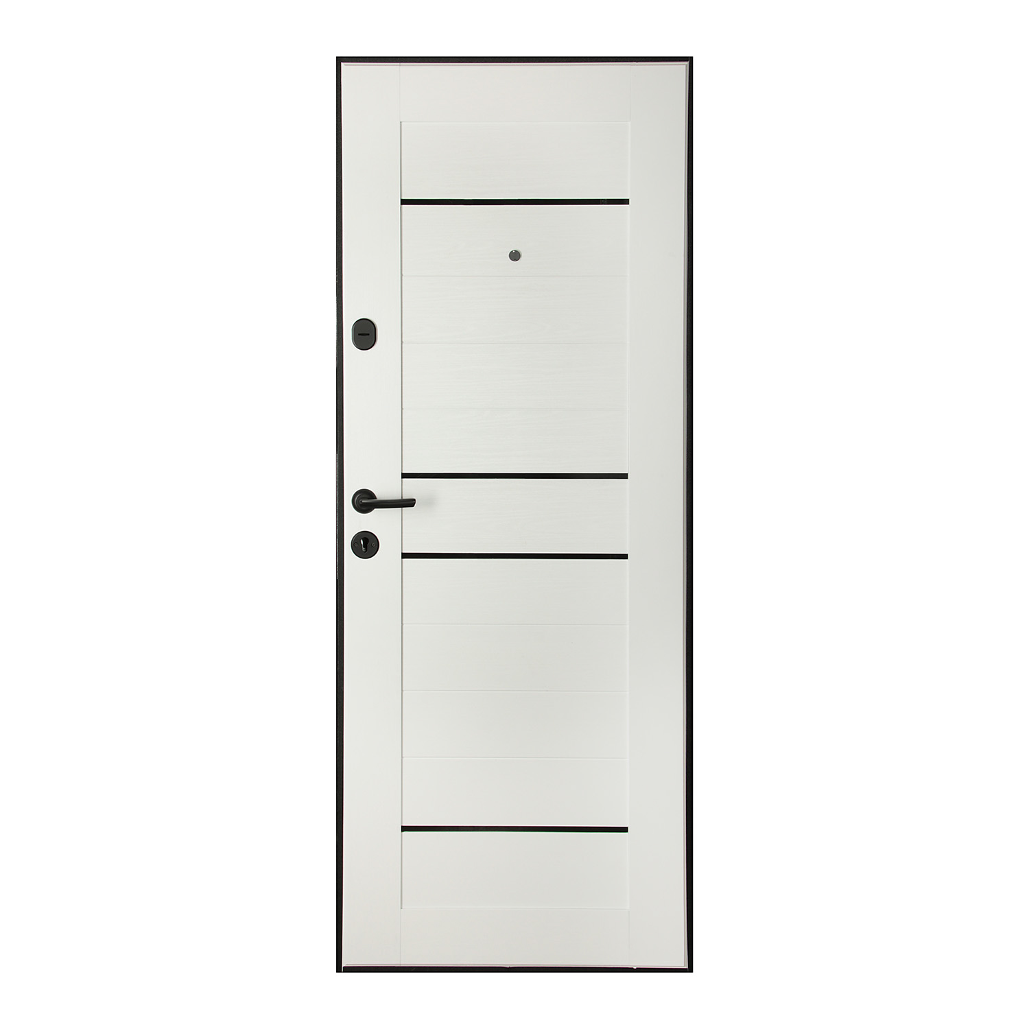 Дверь входная Двери Гуд М-3 GOODMAN, 860х2050х80 мм, со стеклом, левая, черный шелк/белый