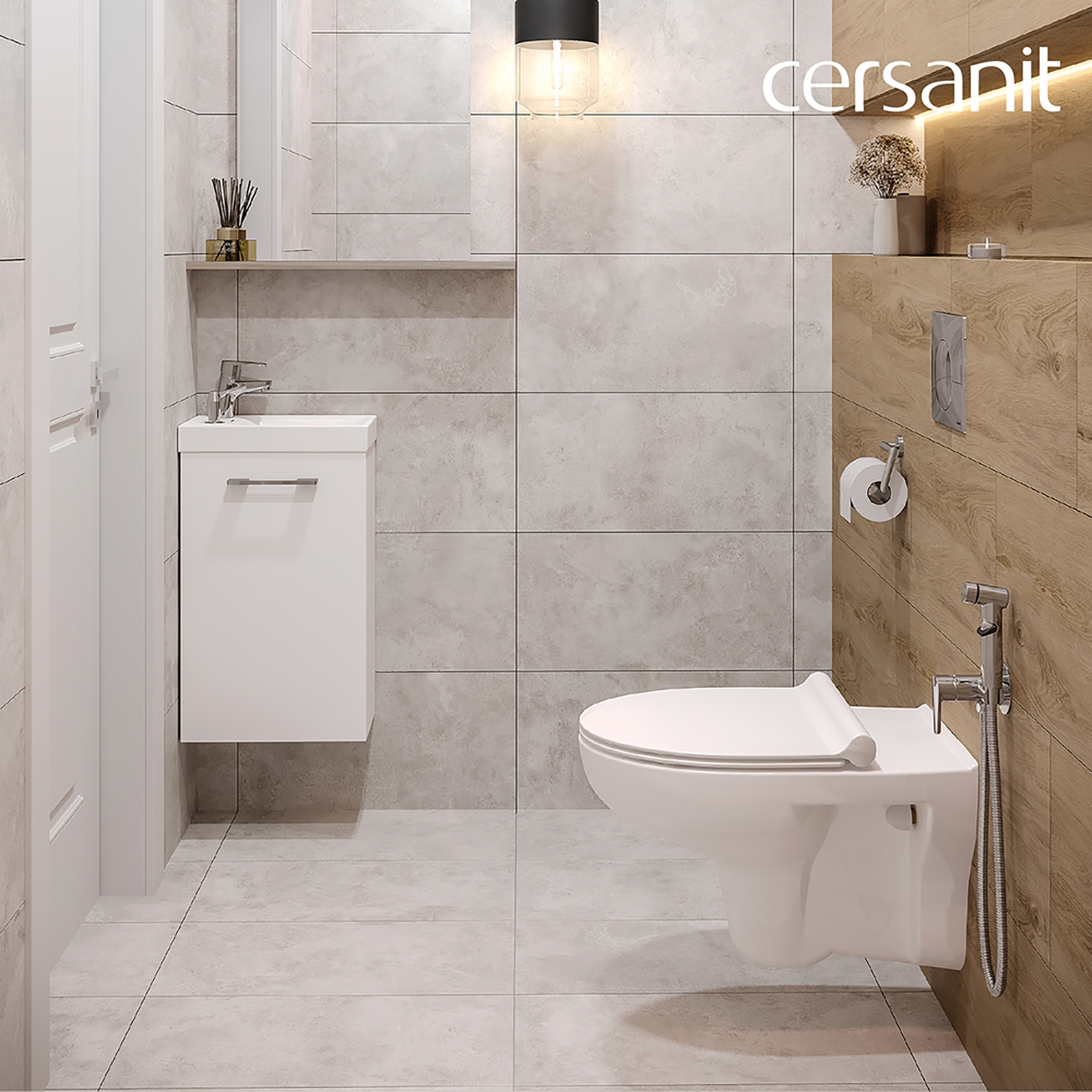 Инсталляция NATURE CO DPL (унитаз, крыш. + инст BLACK, кн.LEON пластик хром глянц.)Cersanit*1