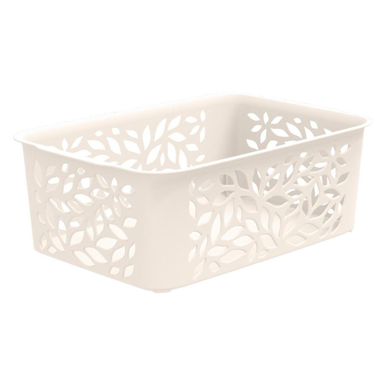 Корзина для хранения пластм. "Leaves" 222х153х81мм 2,3л Молочный арт.447 ("Полимербыт") *1/18