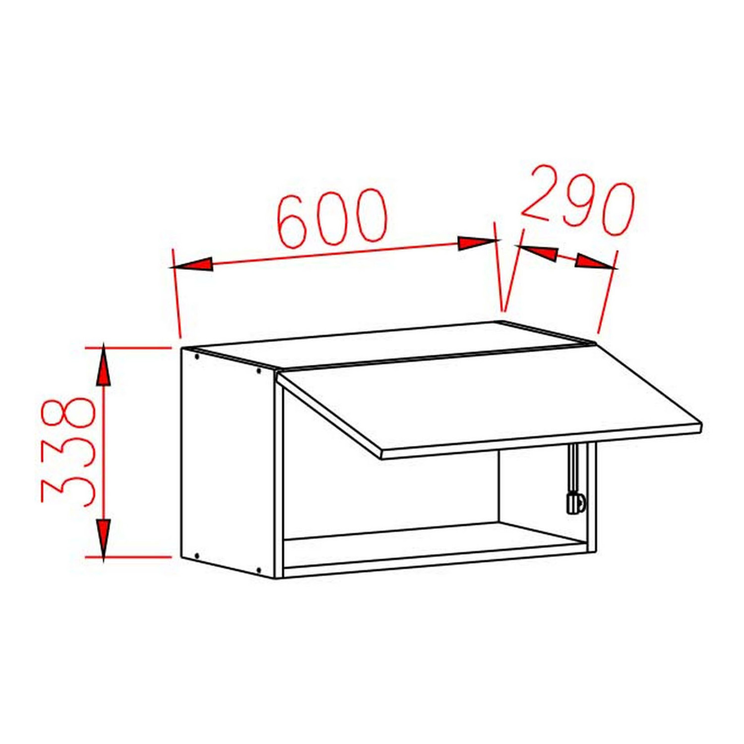 Шкаф навесной 600х338х290 мм BROZEX-WOOD GreyWind, для вытяжки, с дверцей