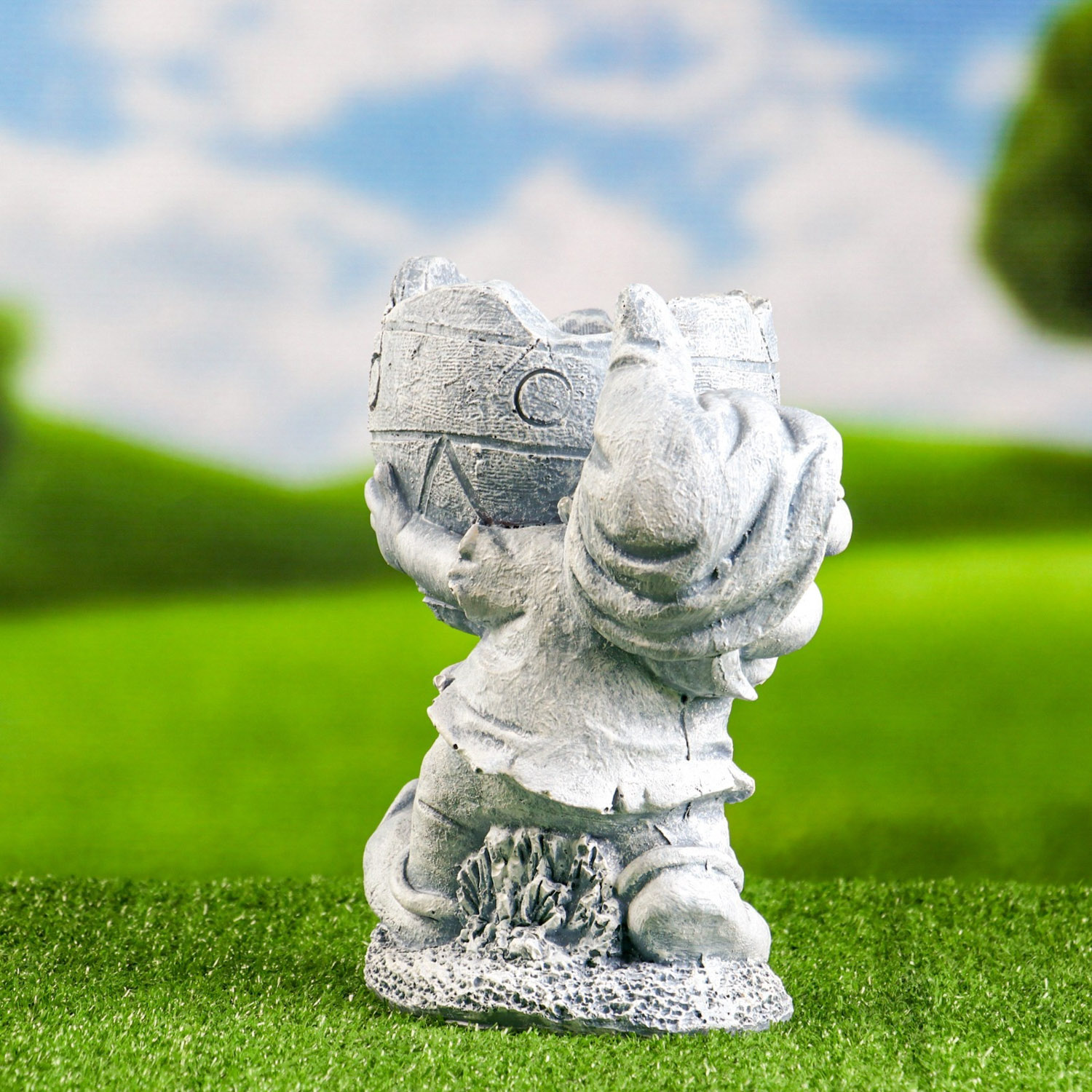 Садовая фигура "Гном с кашпо" камень, 25х24см 9487936