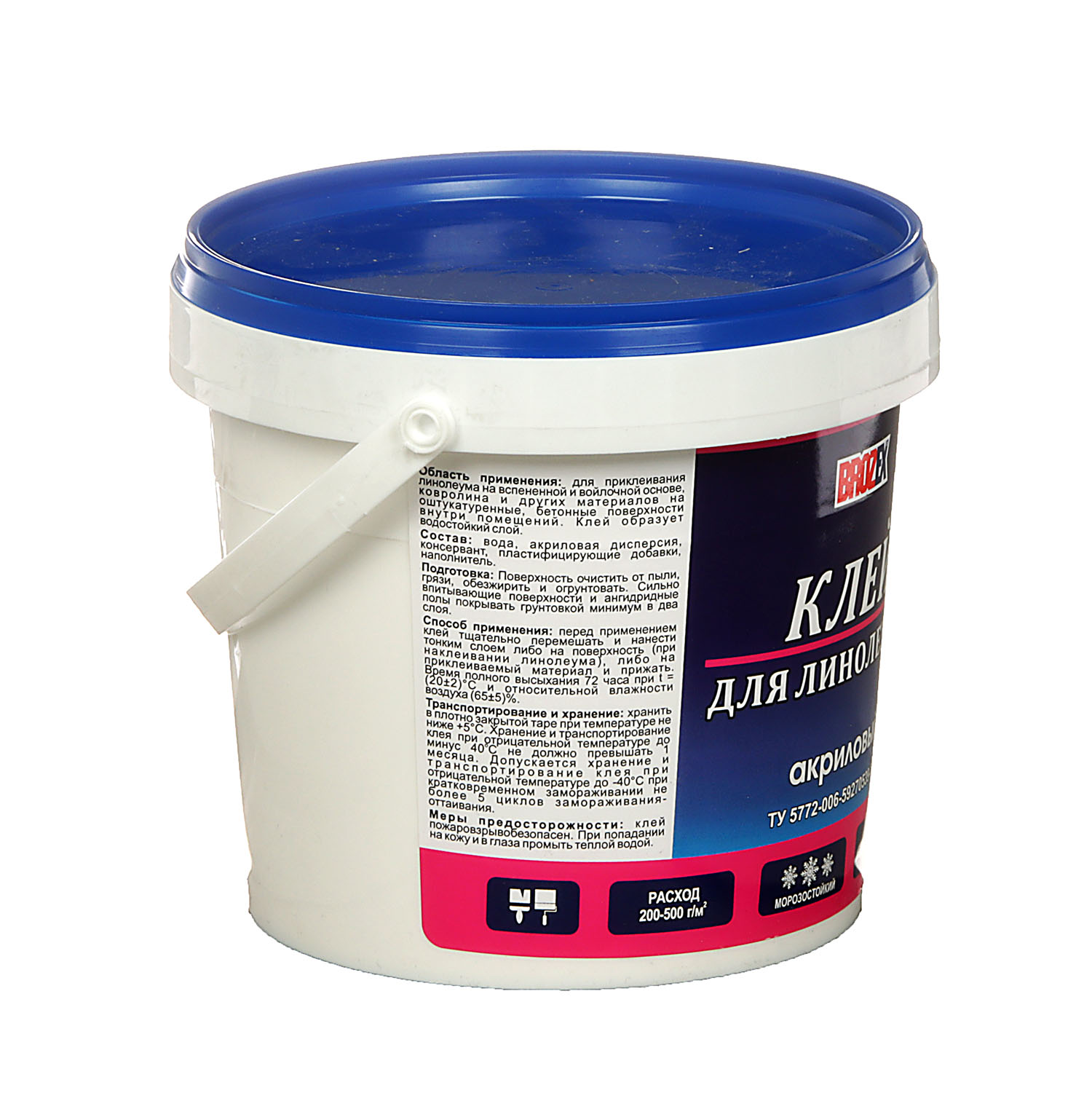 Клей акриловый BROZEX для линолеума, 1.3 кг