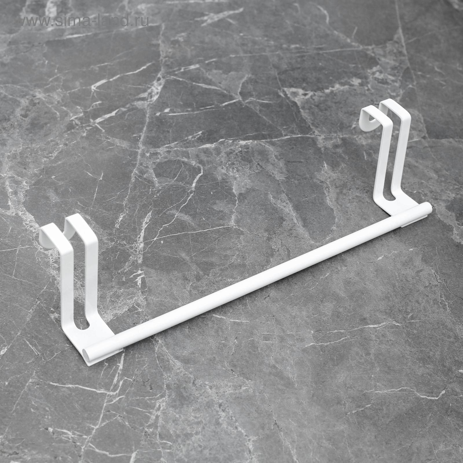 Держатель для полотенец подвесной на дверцу металл. 275х70х60мм Белый арт.5168778 ("Доляна") *1/100