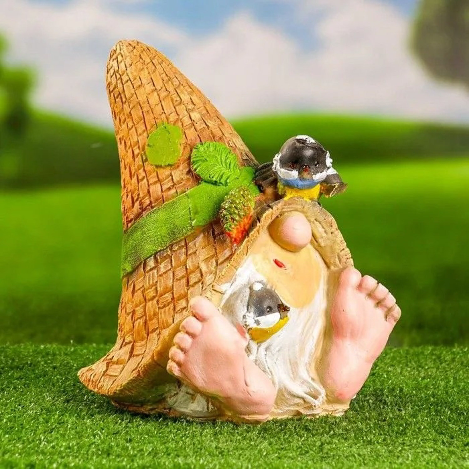 Садовая фигура "Леший с птичками" 26х21х20см 9487937