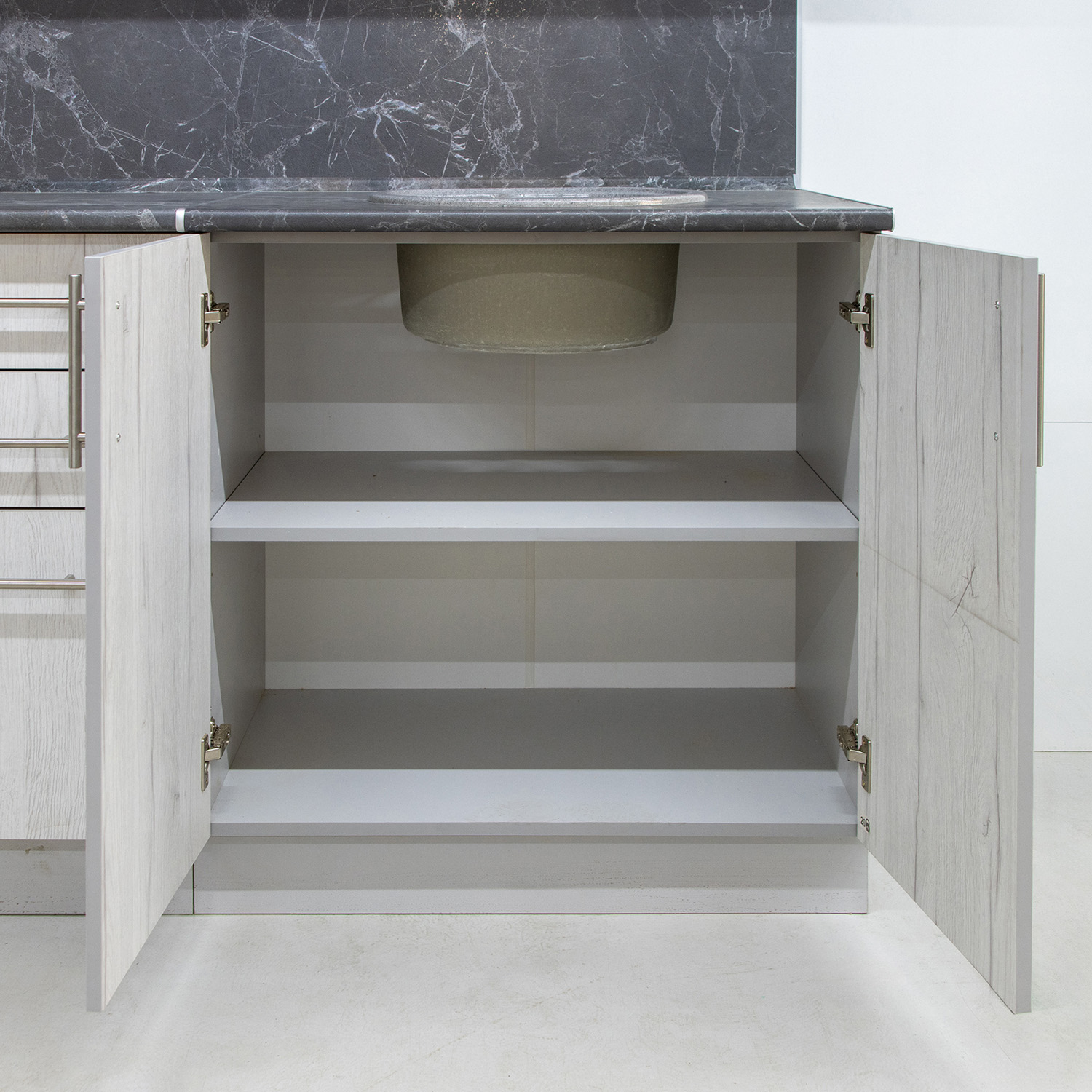 Шкаф напольный 800х850х600 мм BROZEX-WOOD Camellia, с двумя дверцами, серый / юта