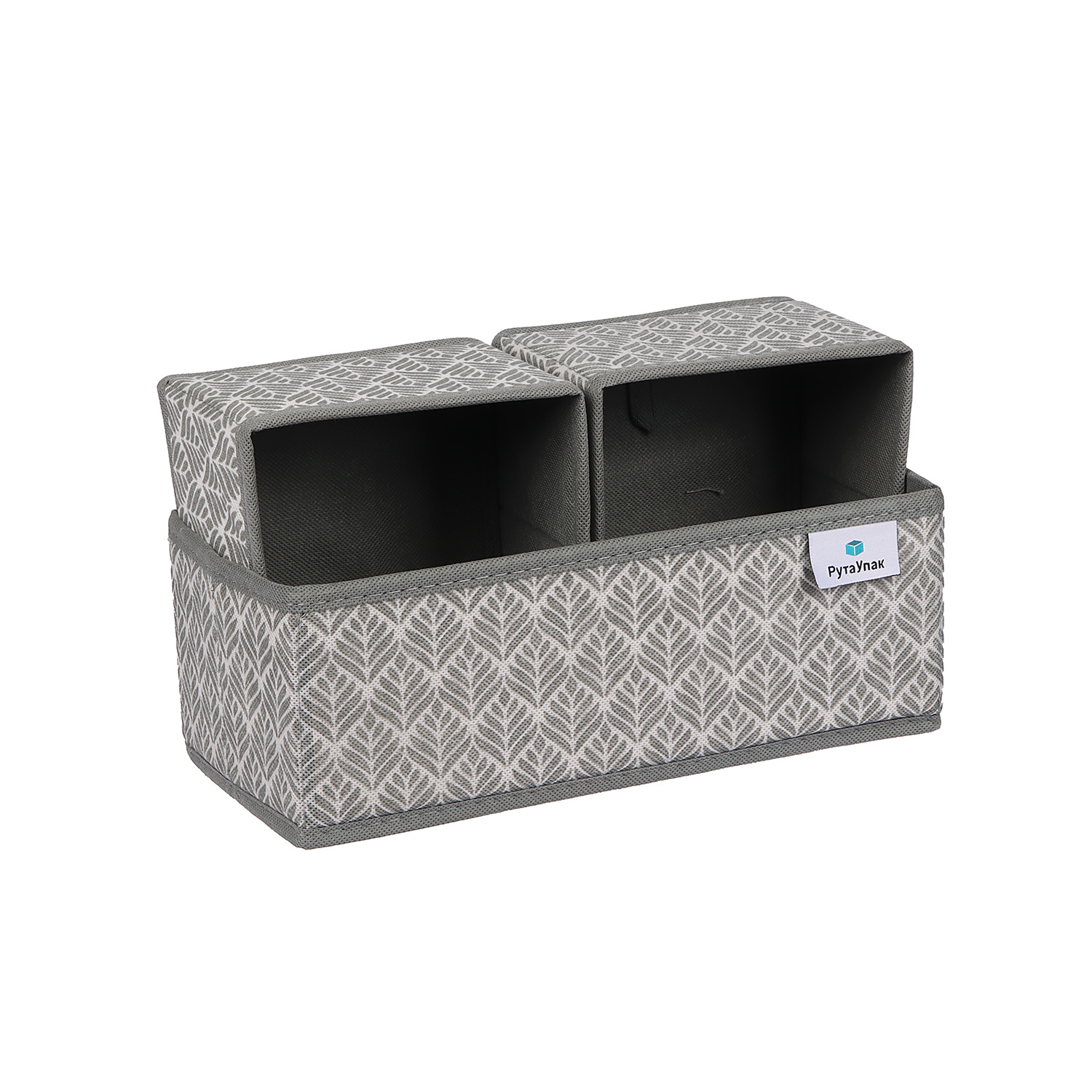 Короб для хранения нетканый материал "Листья" 1шт:280х140х100мм + 2шт:140x140x100мм Д70702.028*1/40