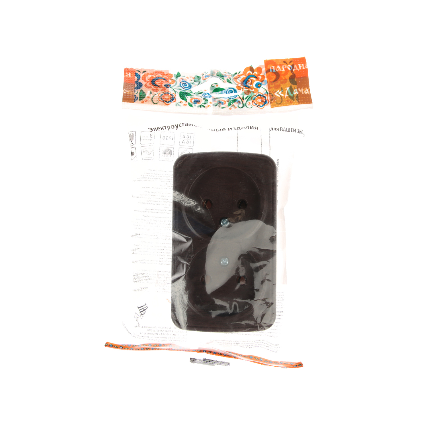 Розетка Дача ОП 2-мест. венге бз А10 Народная SQ1824-0029