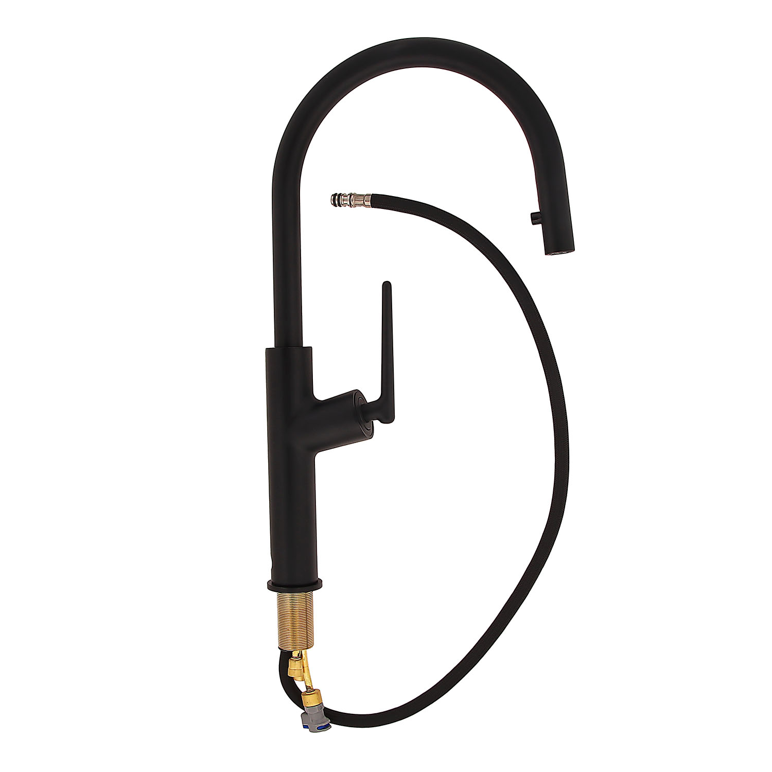 Смеситель для кухни Diadonna D60-0008BL  высокий излив, выдвижная лейка, черный *1/6