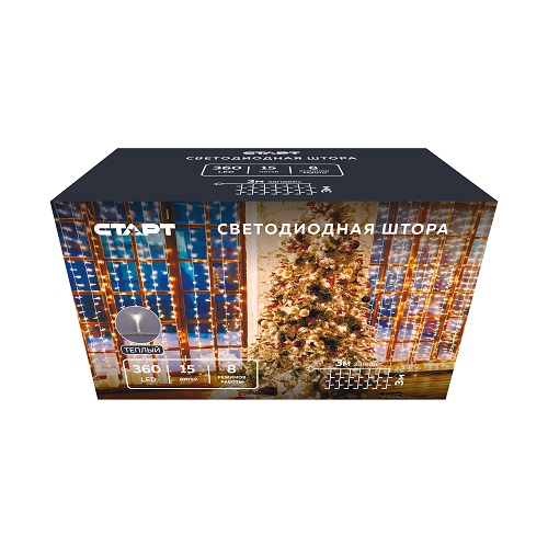 Гирлянда Занавес 3,0м*3,0м 360LED теплый белый 8 режимов 138 *1/50