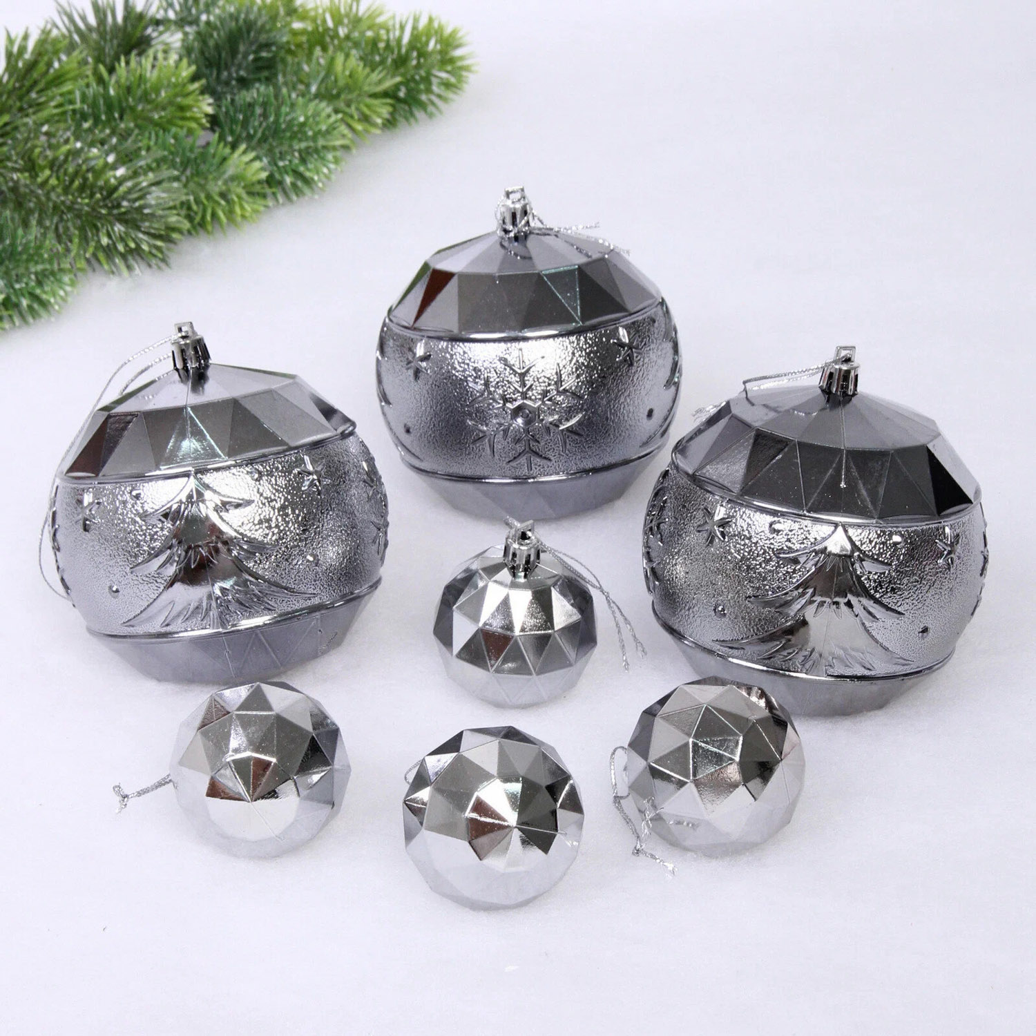 Набор шаров "Miracle" 10 см + 5 см (15 предметов), Графит