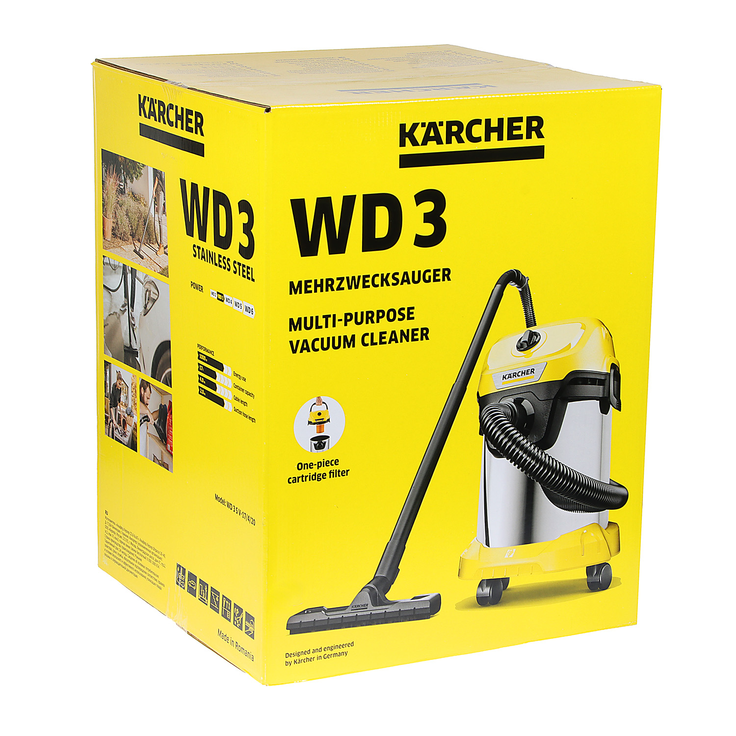 Пылесос строительный 1000Вт объём бака 17л шланг 2,0м d шланга 35мм WD 3 S V-17/4/20 KARCHER *1