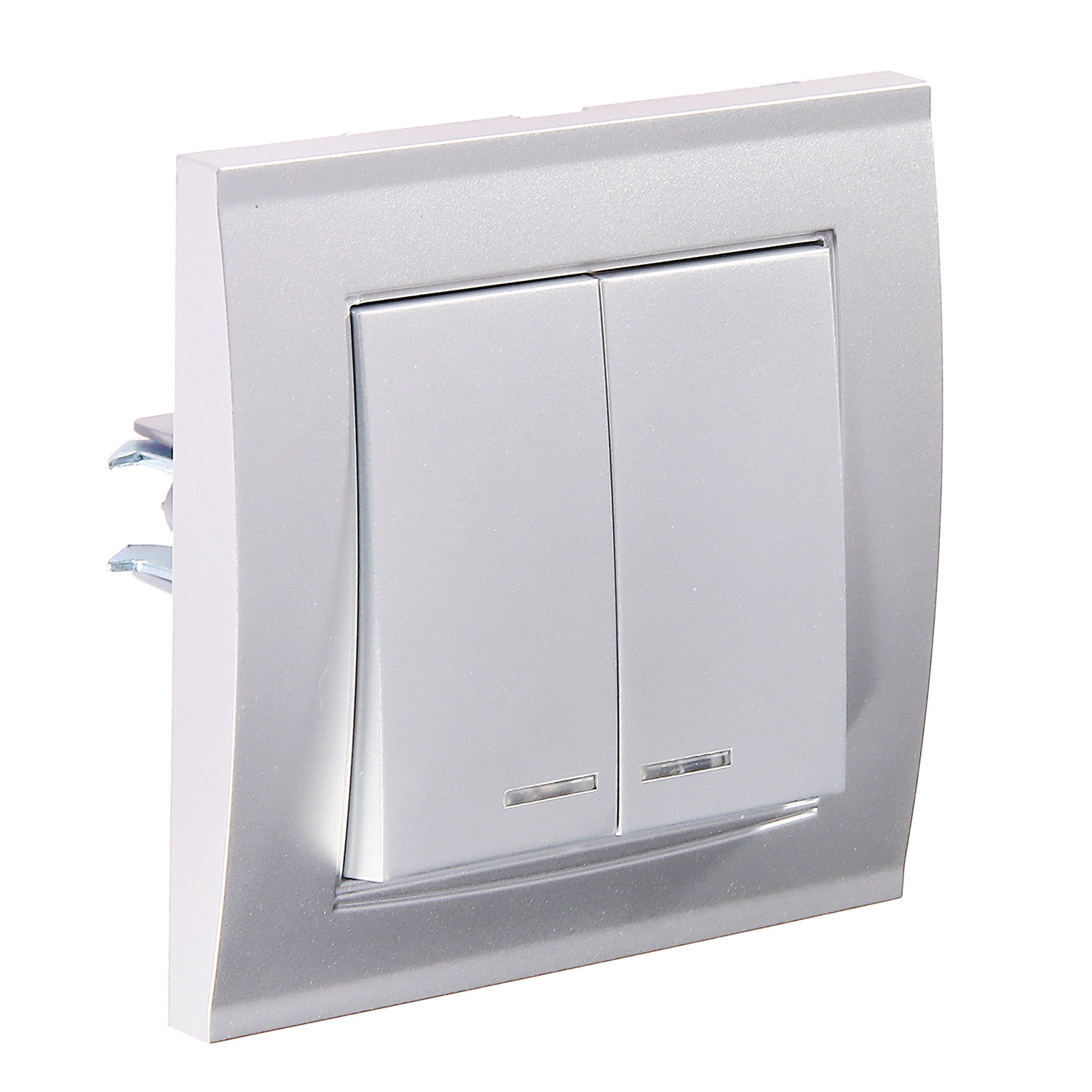 Выключатель Бриллиант СП 2кл. серебро с подстветкой 10А IP20 UNIVersal 7949667