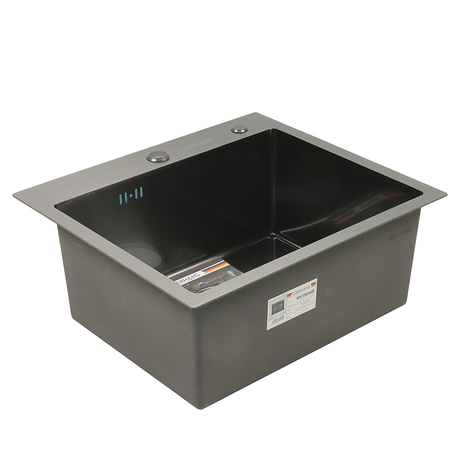 Мойка нерж. врезная 500х440х220мм графит, толщ.1мм, с сифоном, отв. под смеситель, GERHANS *1/5