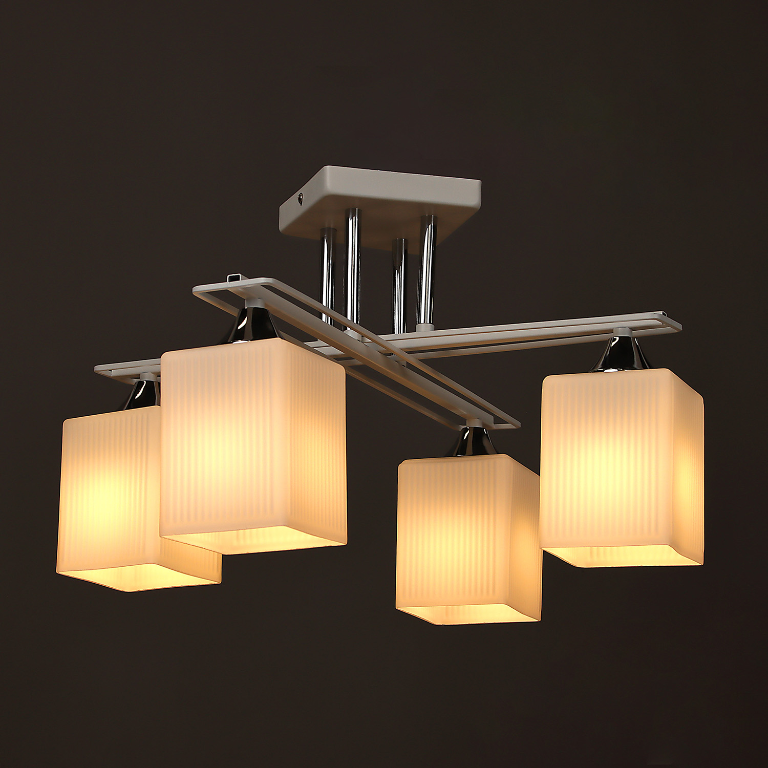 Светильник потолочный N6401/4 WT+CR  4*40W E27 220V (d-480; h-275) S=16м2  VERNER LIGHTING *1